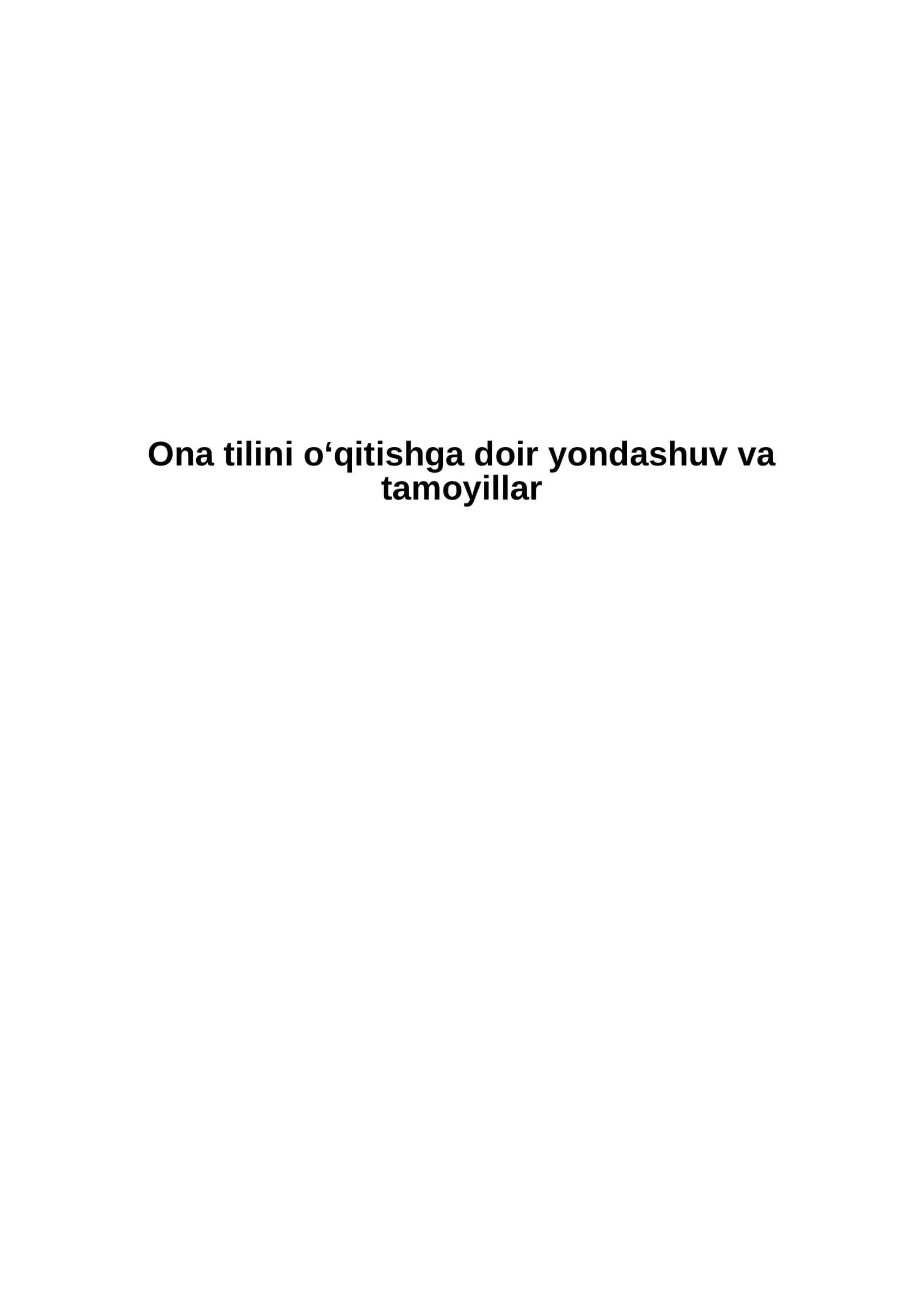 O‘zbеk (ona) tili o‘qitishning o‘ziga xos omillari