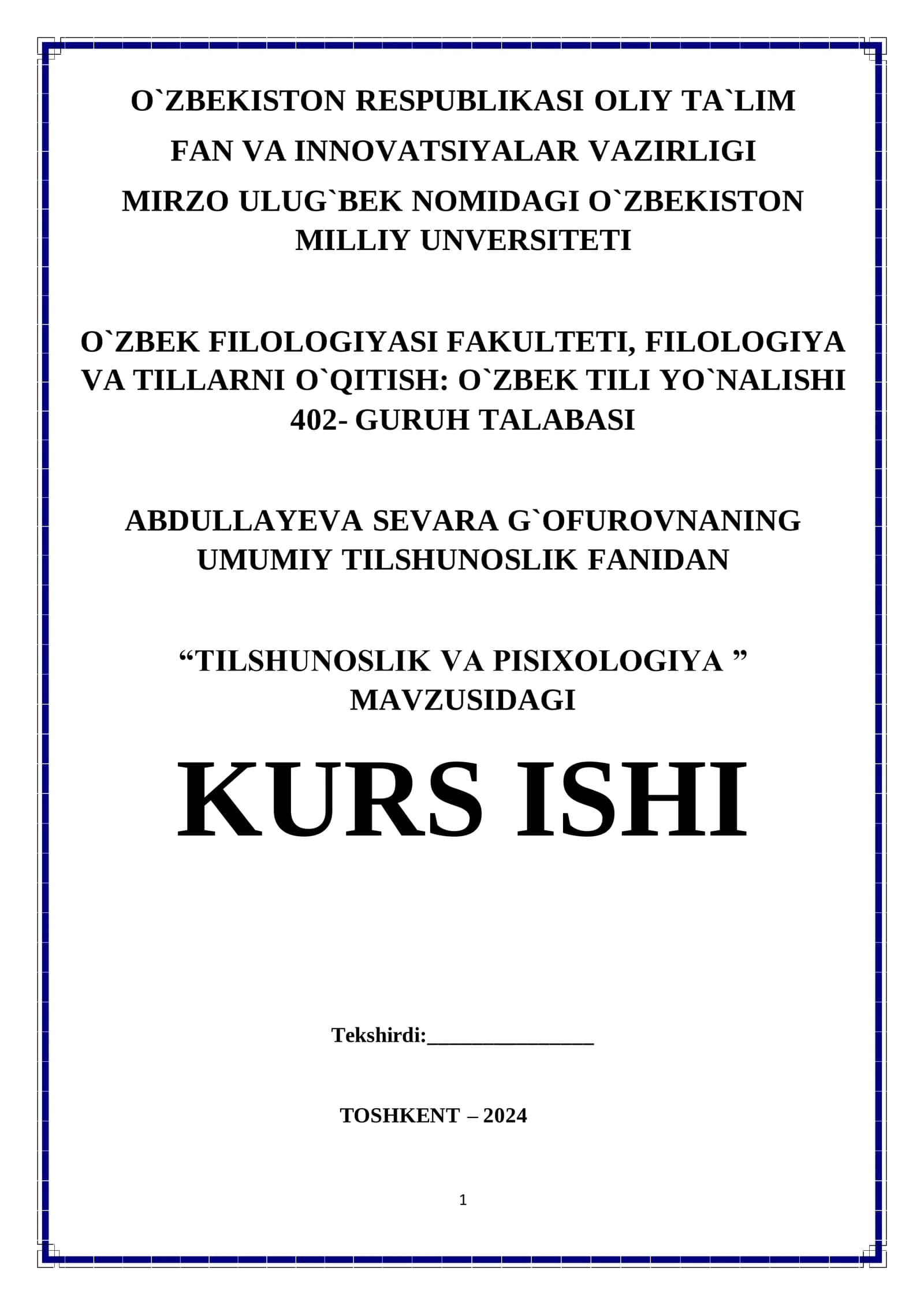 TILSHUNOSLIK VA PISIXOLOGIYA