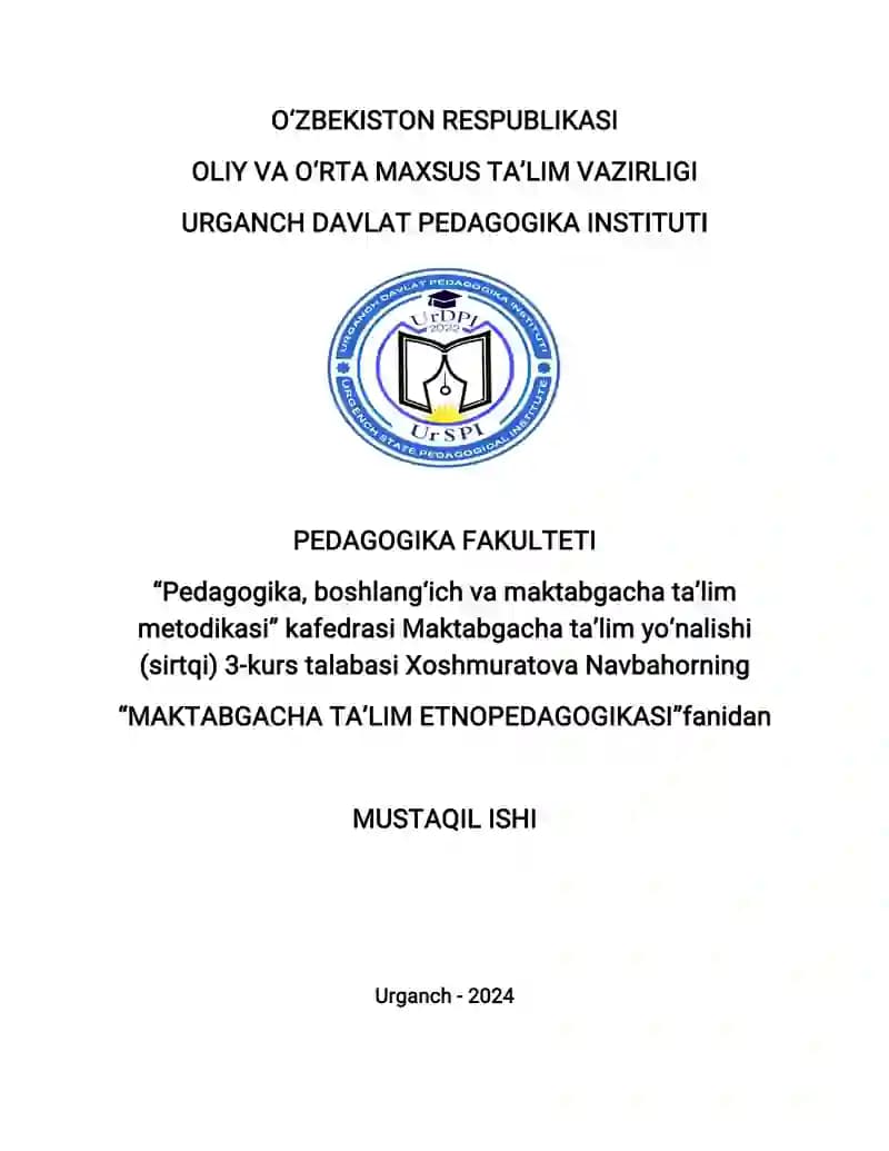 Maktabgacha talim etnopedagogikasi metodologik asoslari