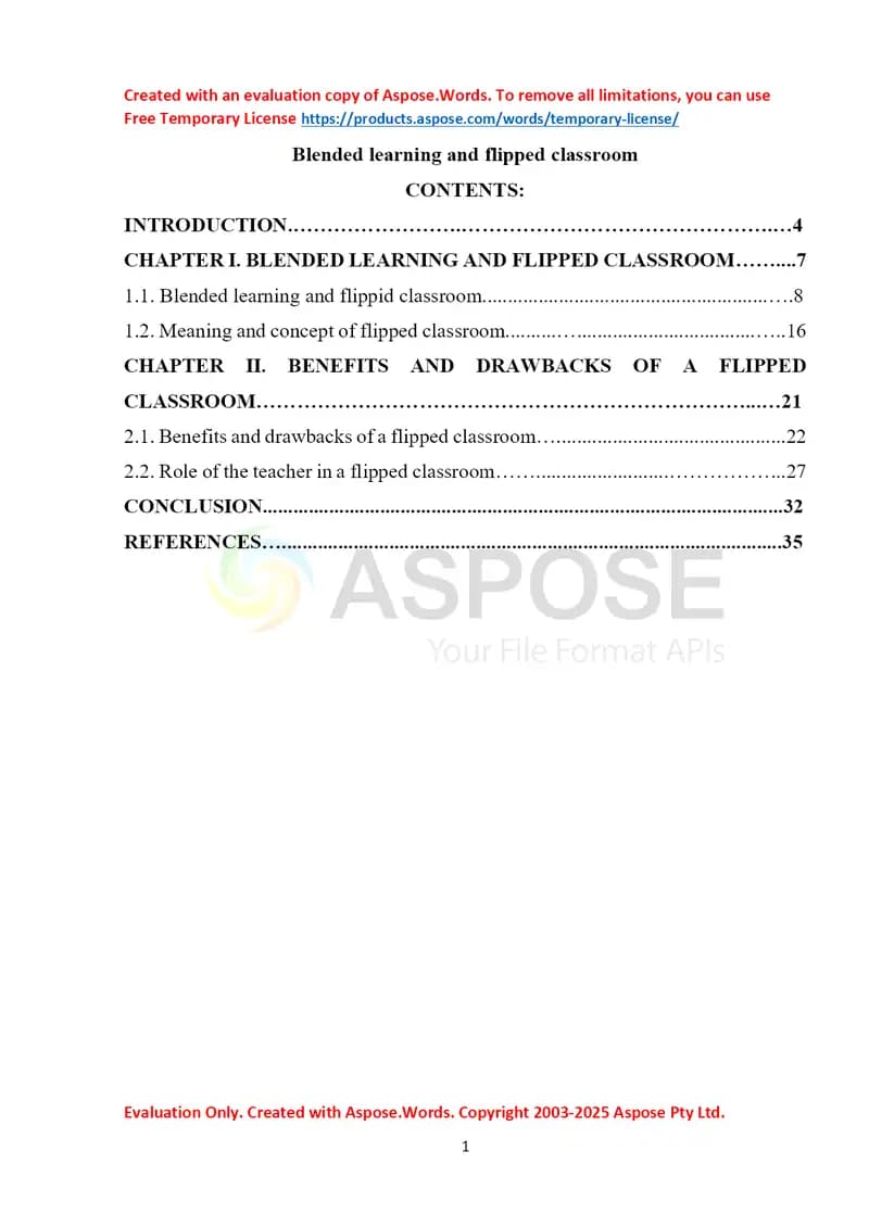 Blended learning and flipped classroom