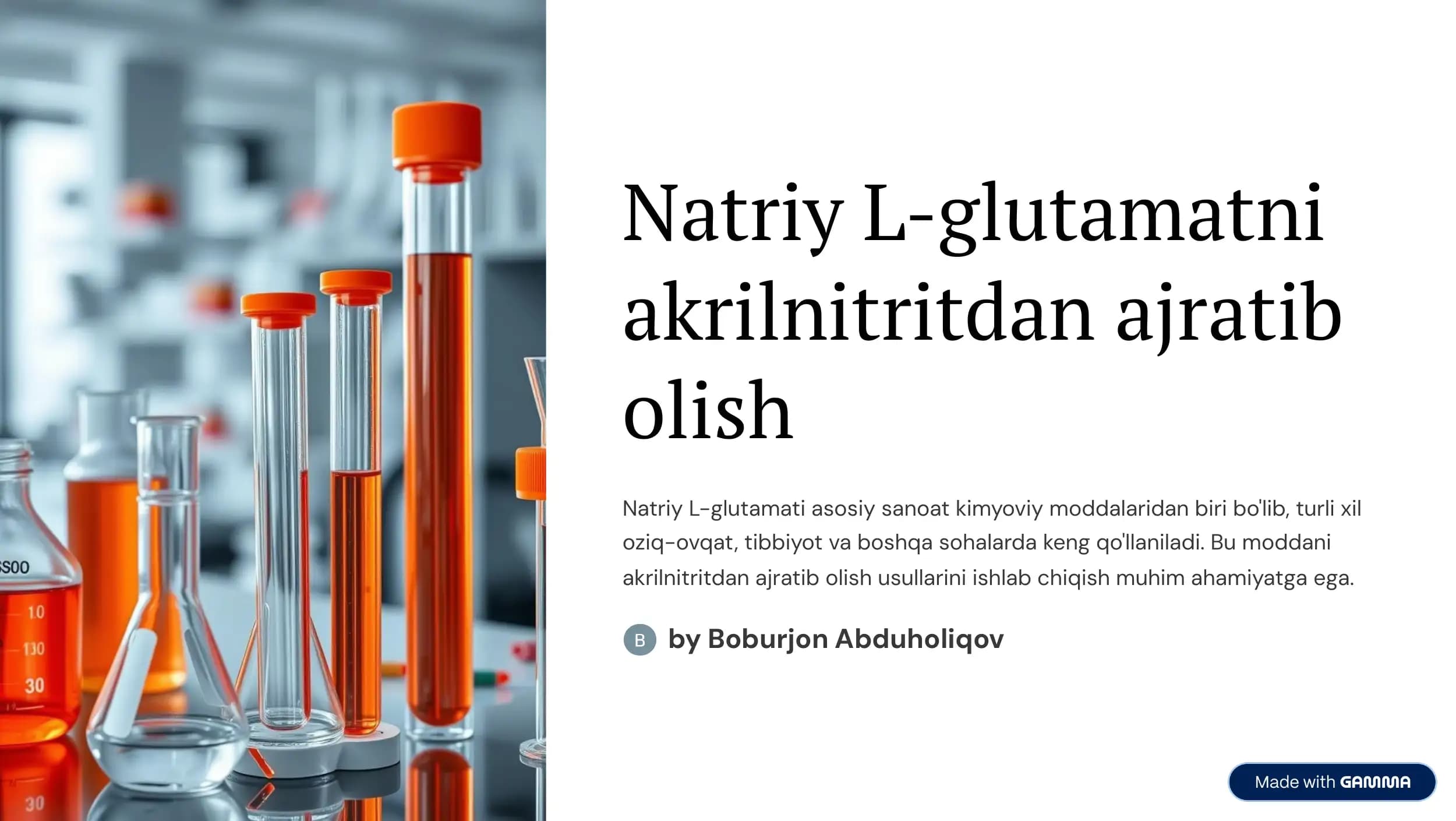 Natriy L-glutamatni akrelonitrildan ajratib olish