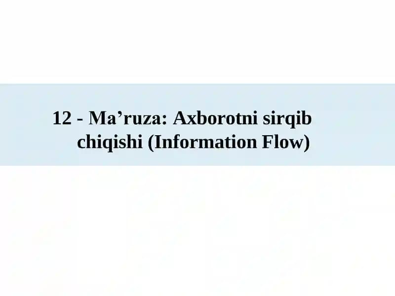 Axborotni sirqib chiqishi (Information Flow)