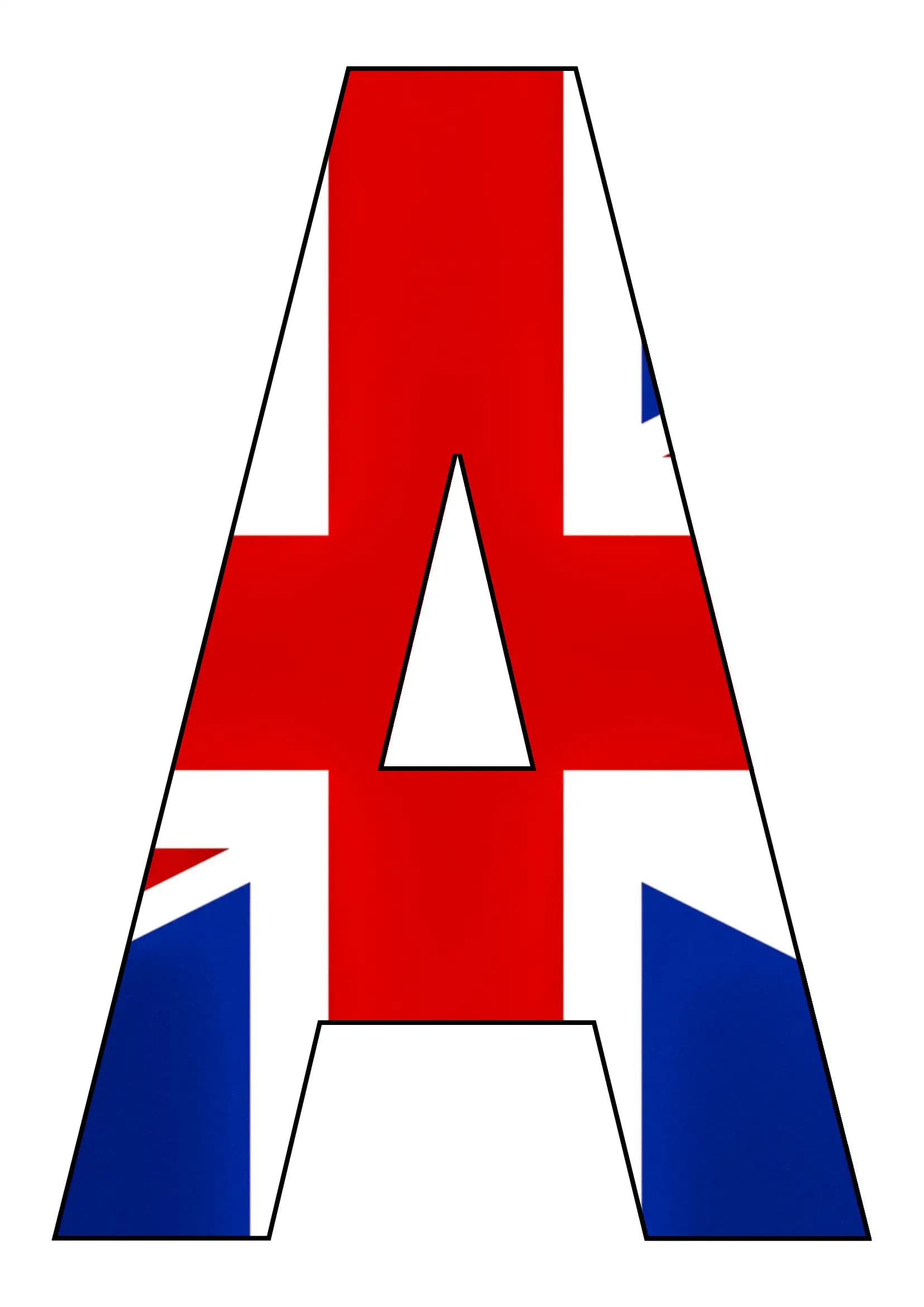 Harflar Buyuk Britaniya bayrog'i fonida