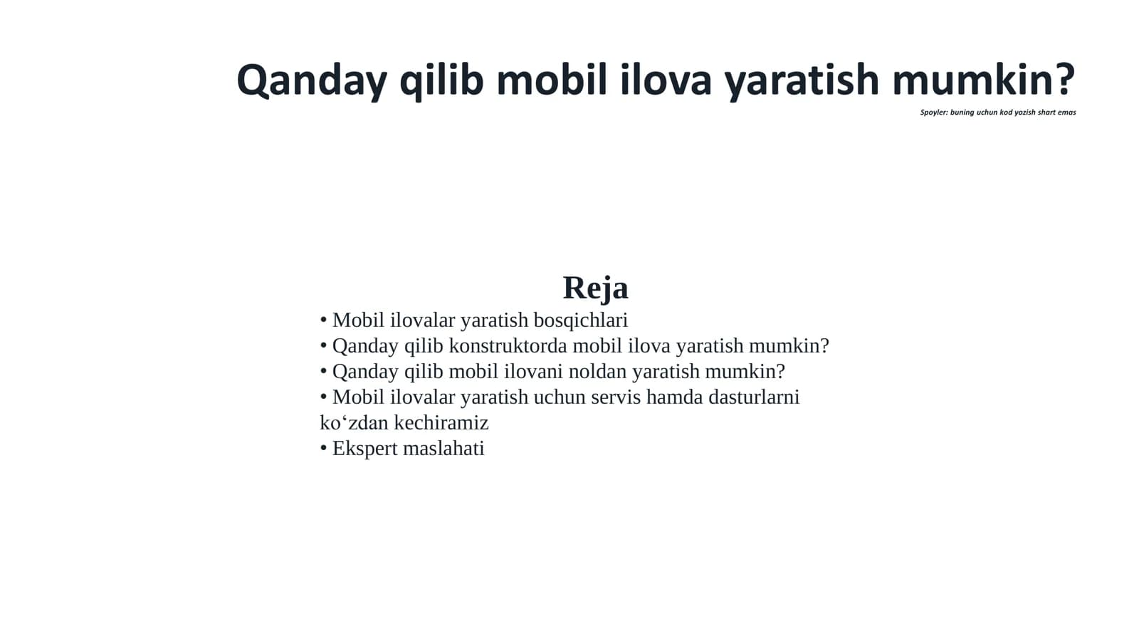 Mobil ilova yaratish bosqichlari