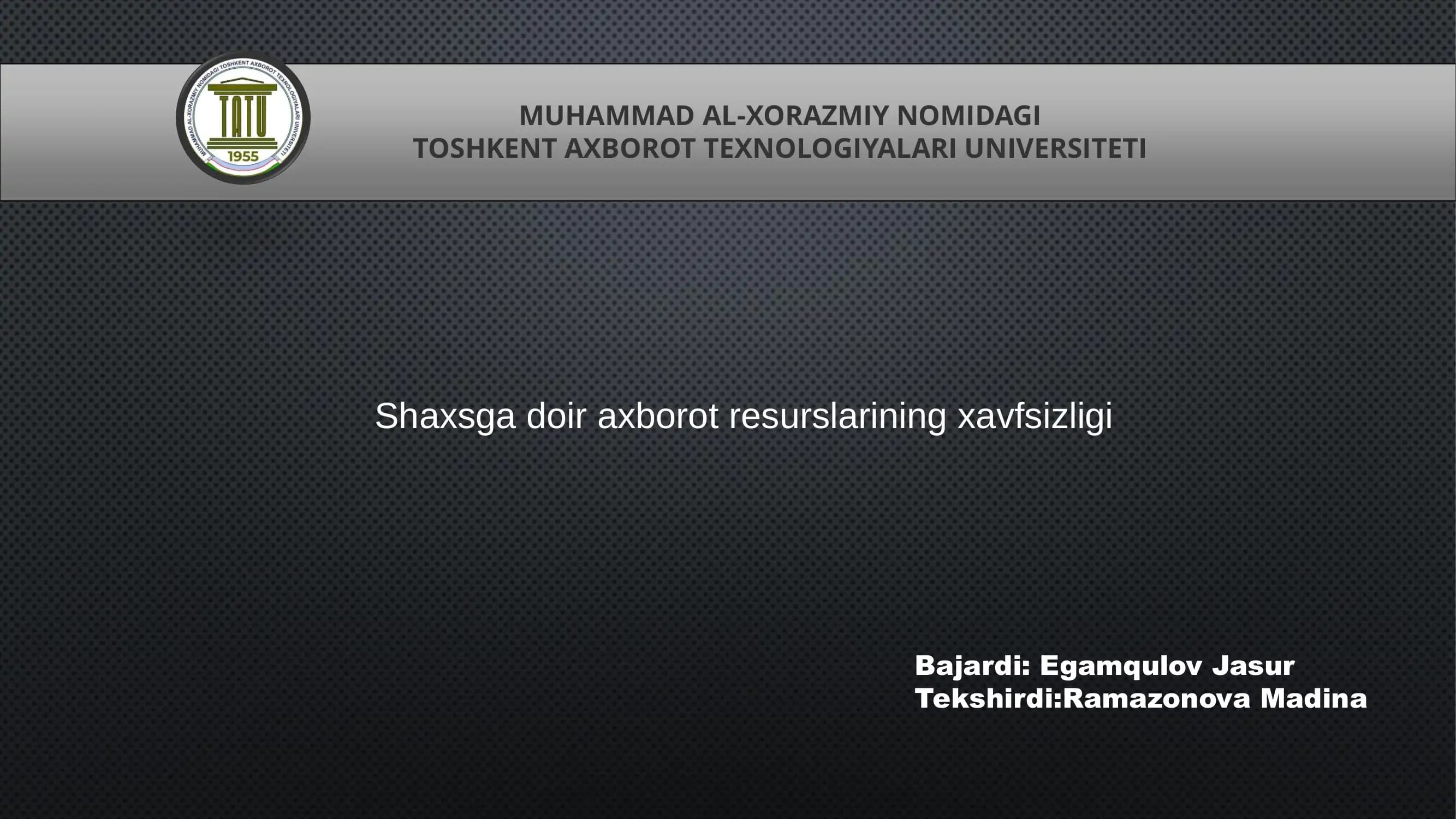 Kiberxavfsizlik Asoslari