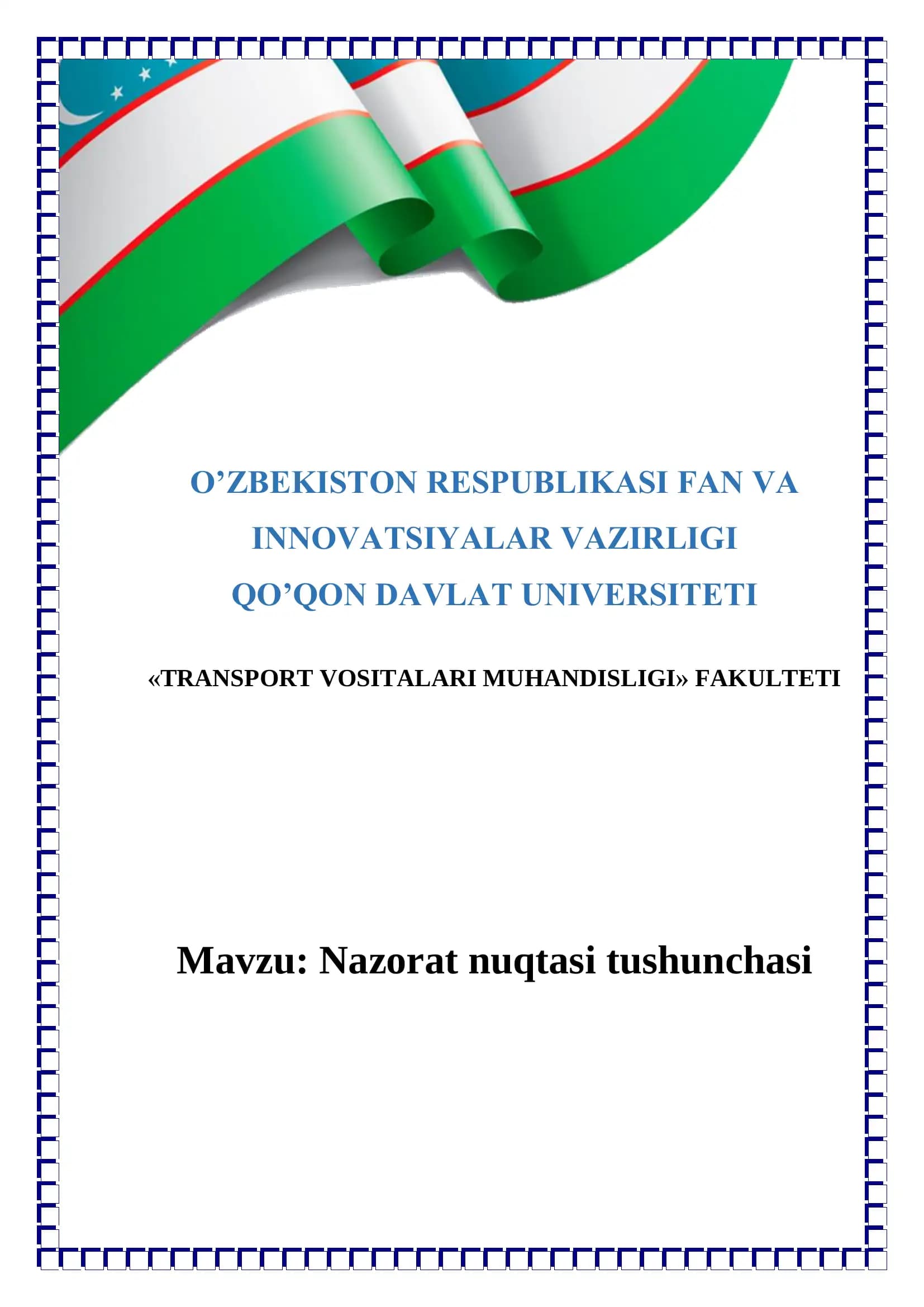 Nazorat nuqtasi tushunchasi