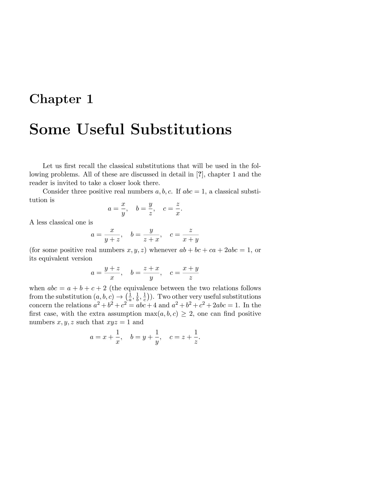 Some Useful Substitutions