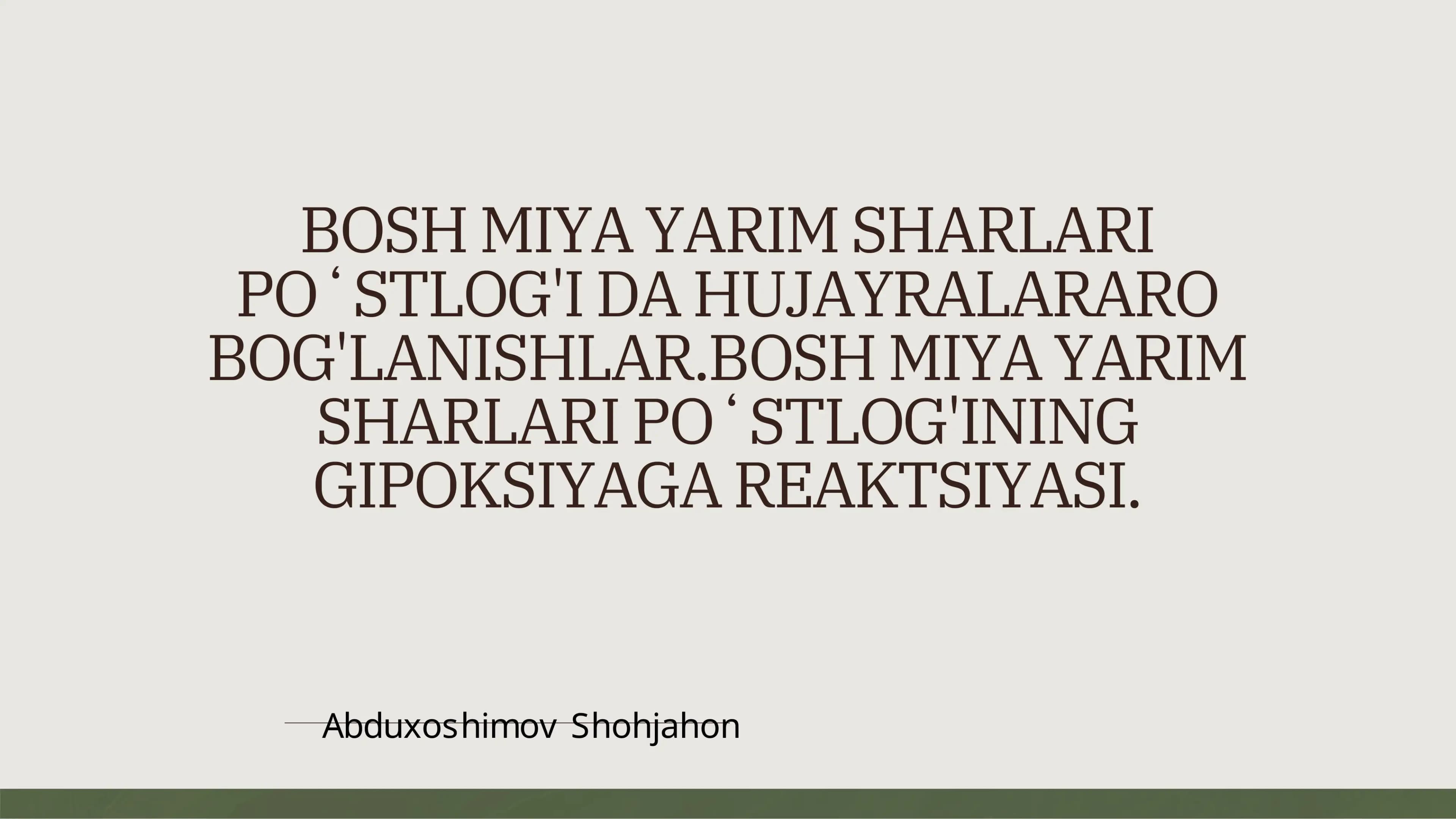 BOSH MIYA YARIM SHARLARI