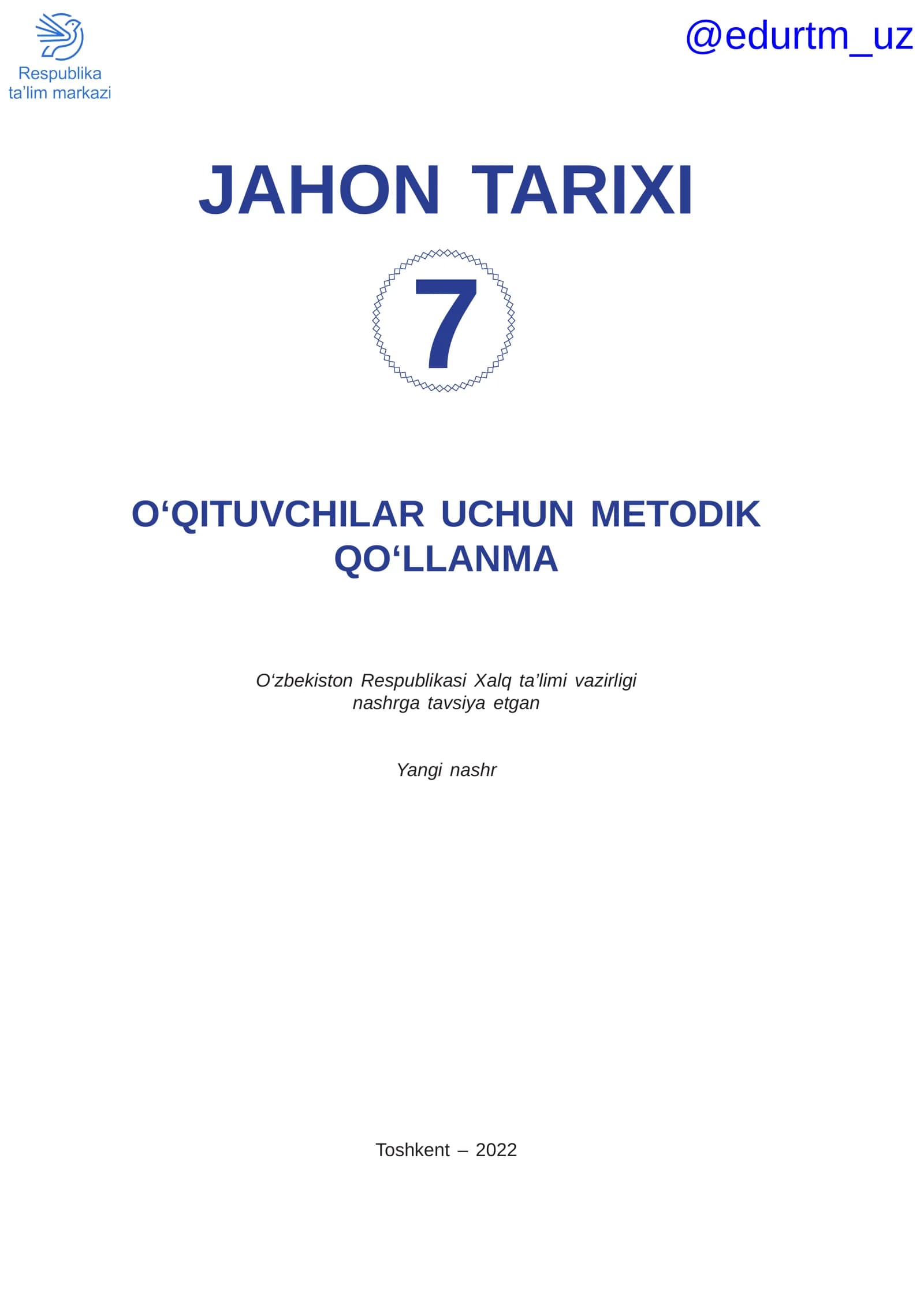 O‘QITUVCHILAR UCHUN METODIK QO‘LLANMA