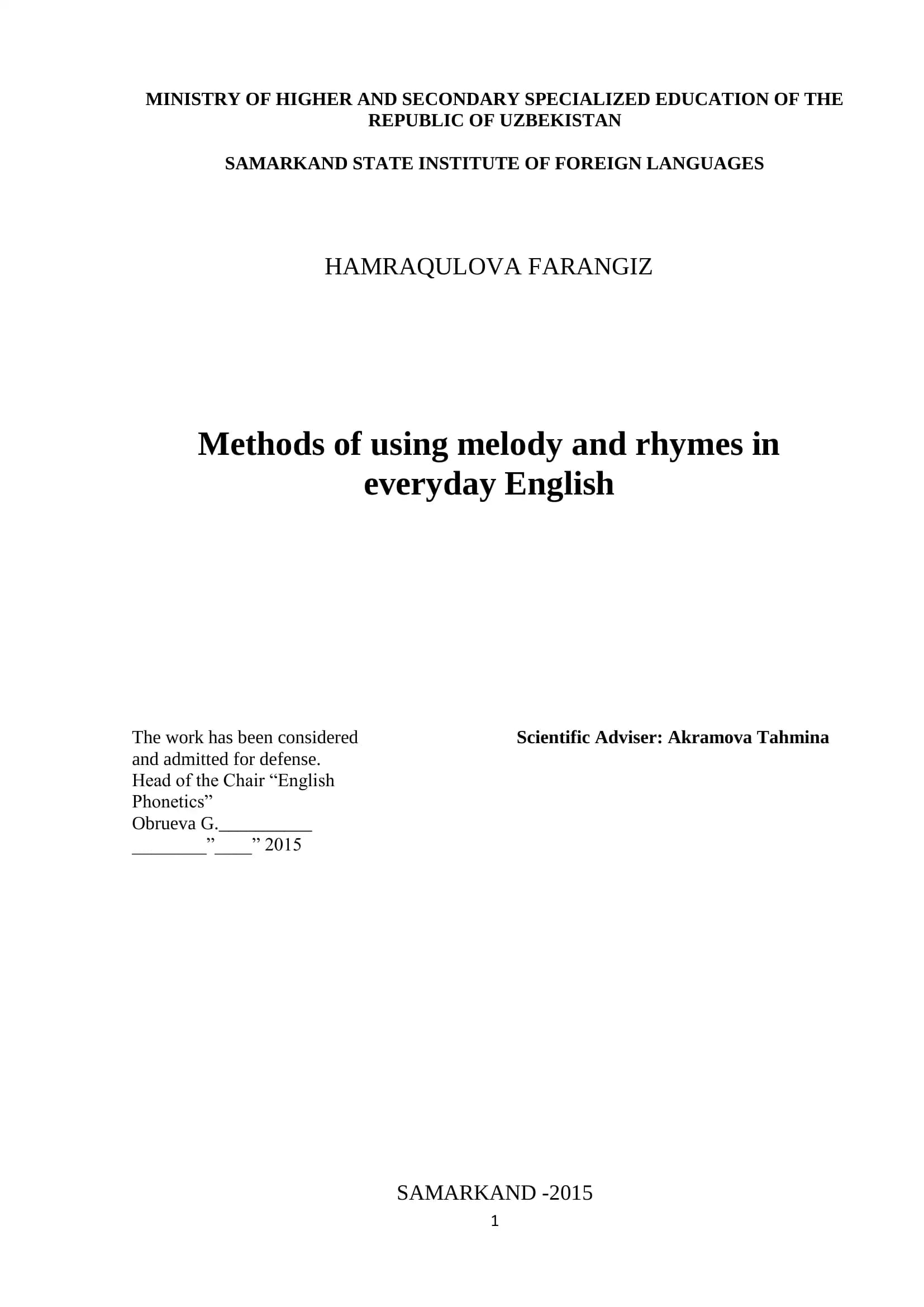Methods of using melody and rhymes in everyday English