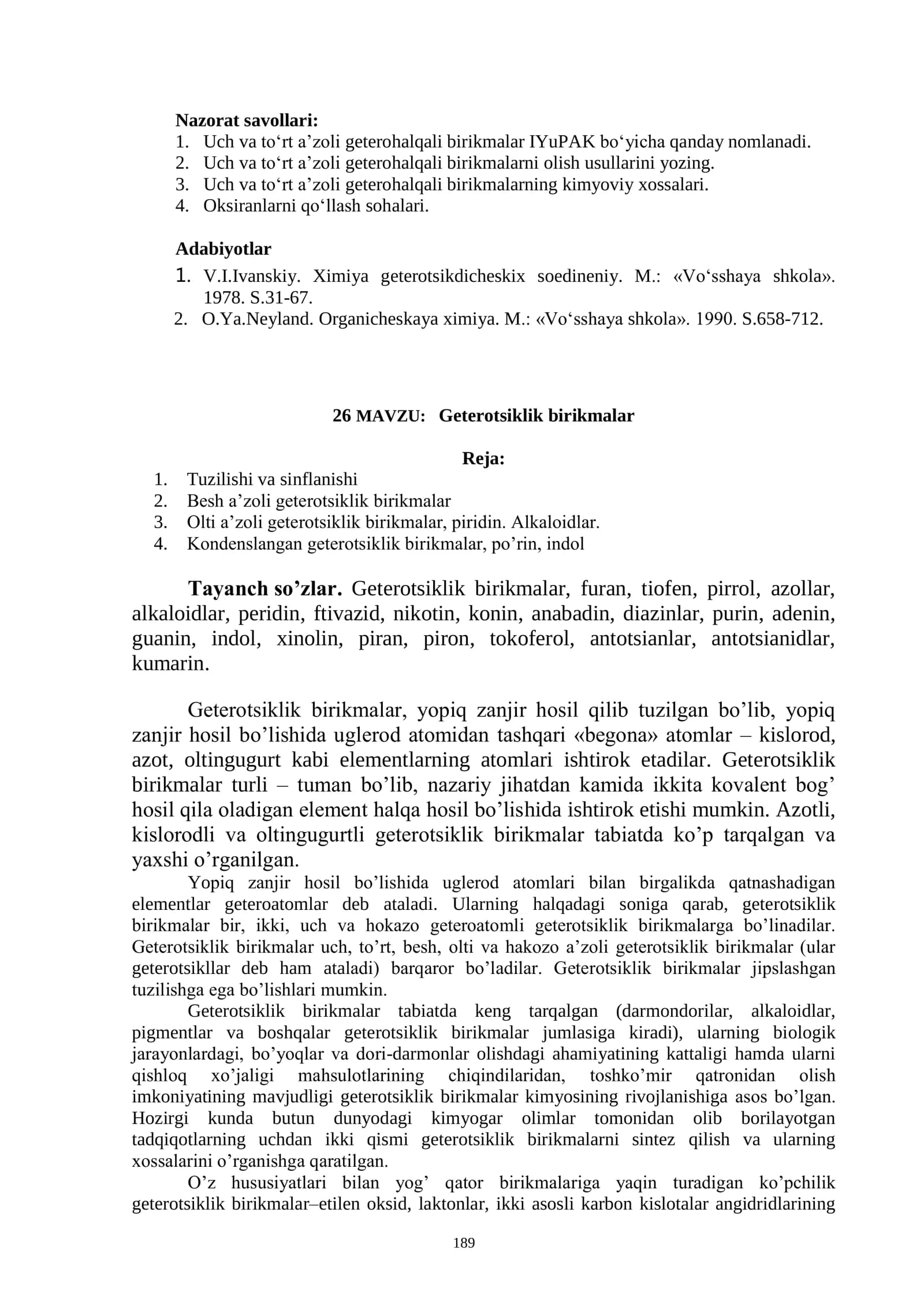 Geterotsiklik birikmalar