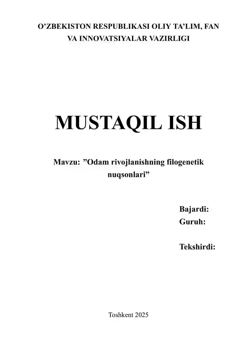 Odamda rivojlanishning filogenetik nuqsonlari