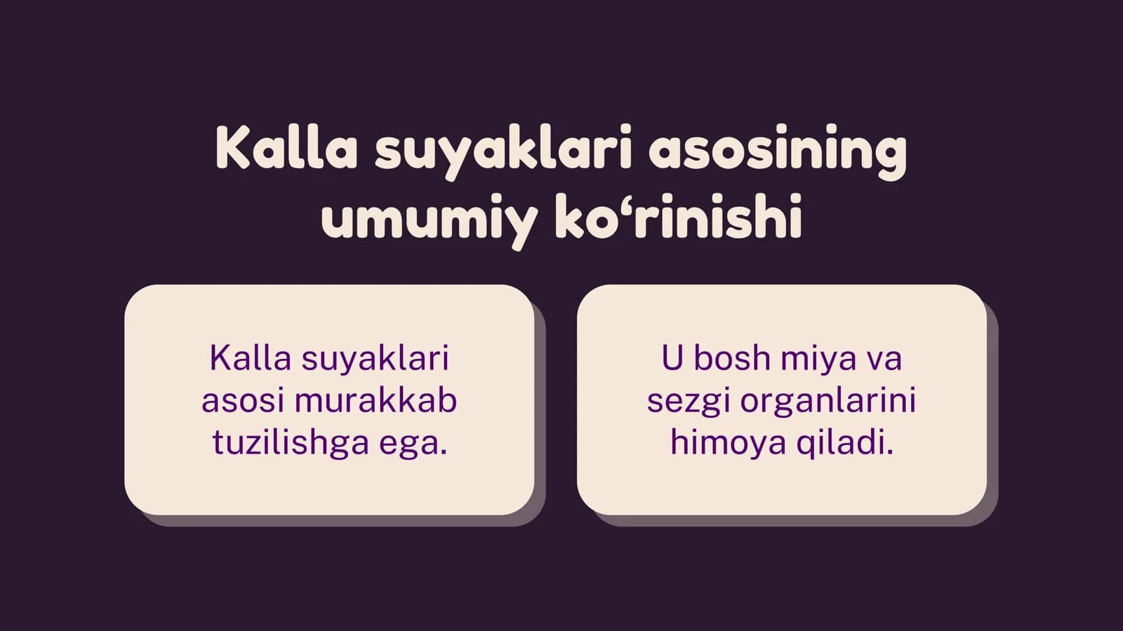 Kalla suyaklari asosining umumiy ko‘rinishi