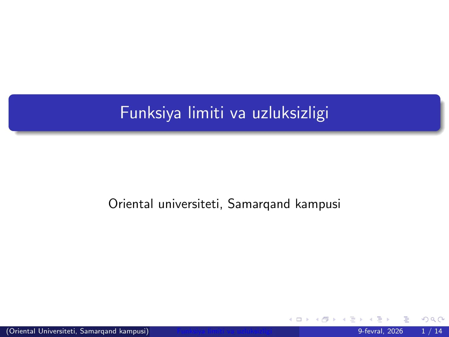 Funksiya limiti va uzluksizligi