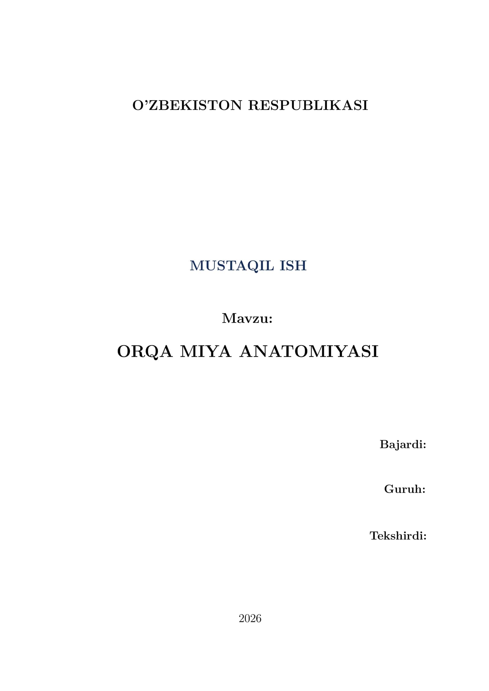 ORQA MIYA ANATOMIYASI