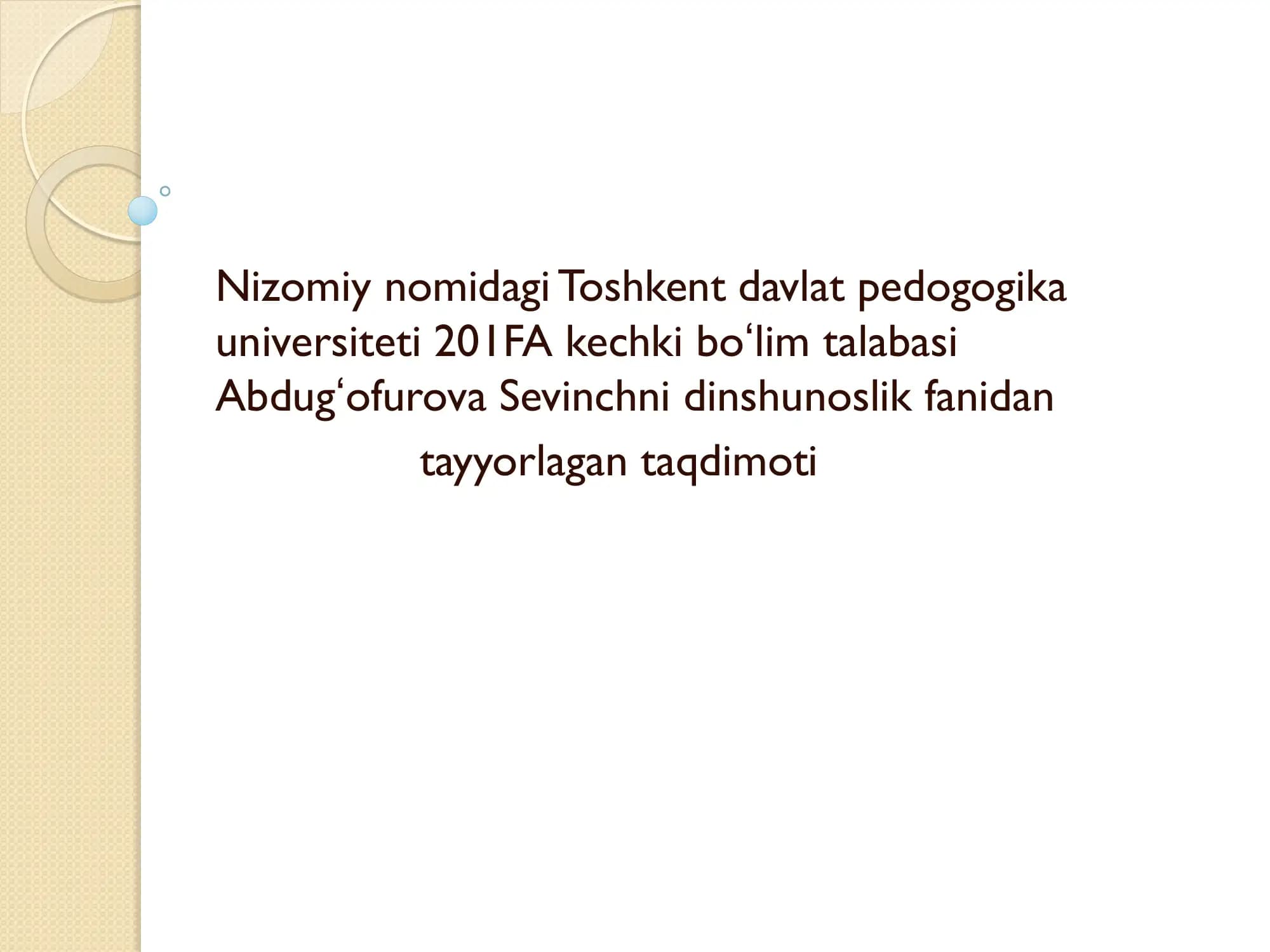 Zardushtiylik fanidan taqdimot