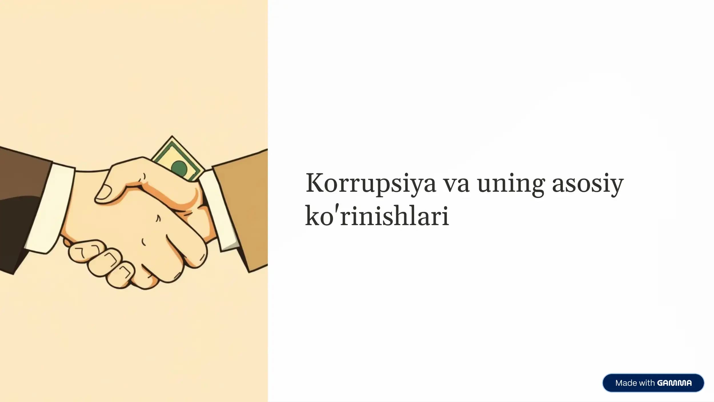 Korrupsiya va uning asosiy ko'rinishlari
