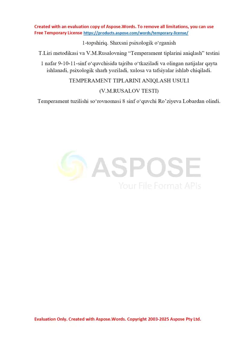 Temprament tajriba psixologik