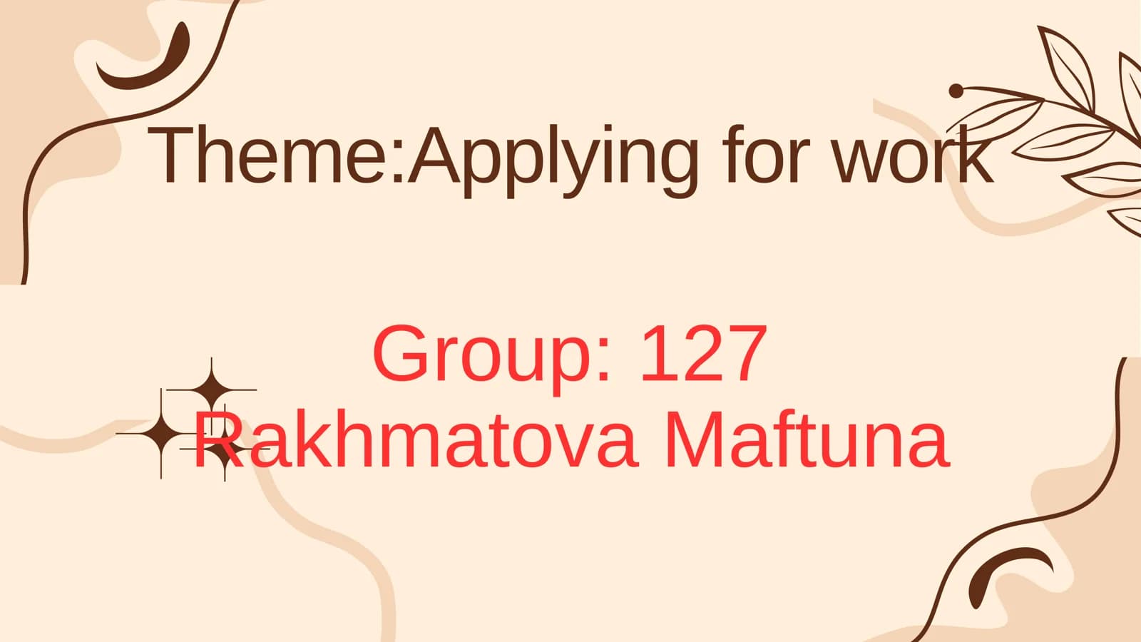 Applying for work