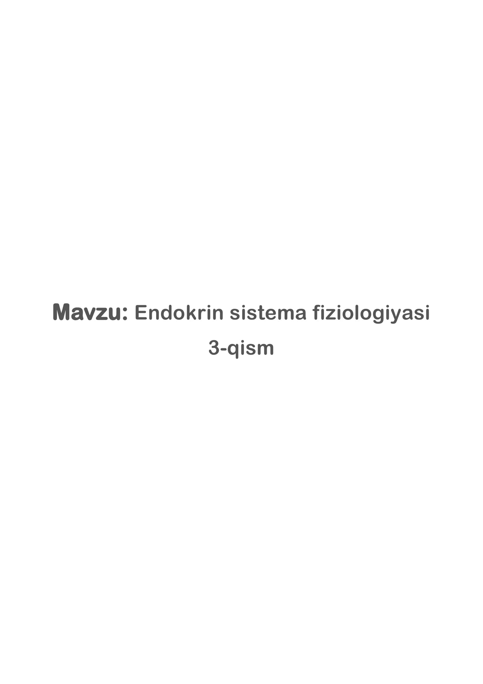 Endokrin sistema fiziologiyasi