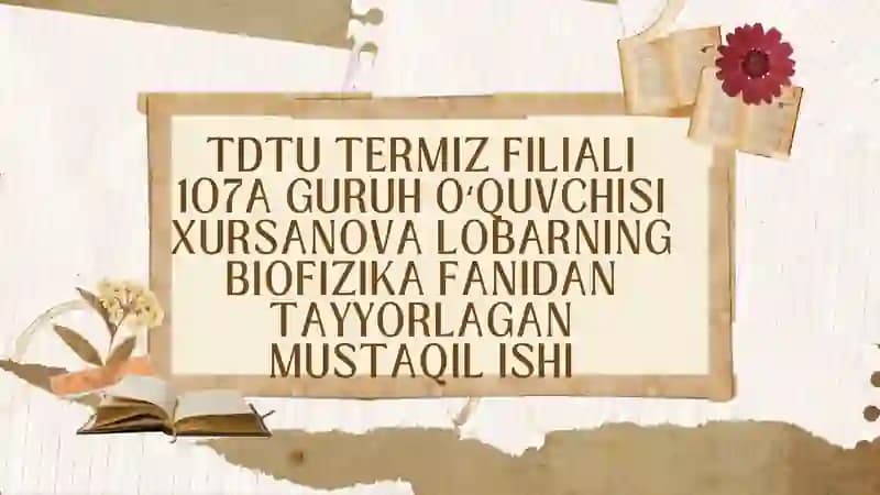 BIOFIZIKA FANI
