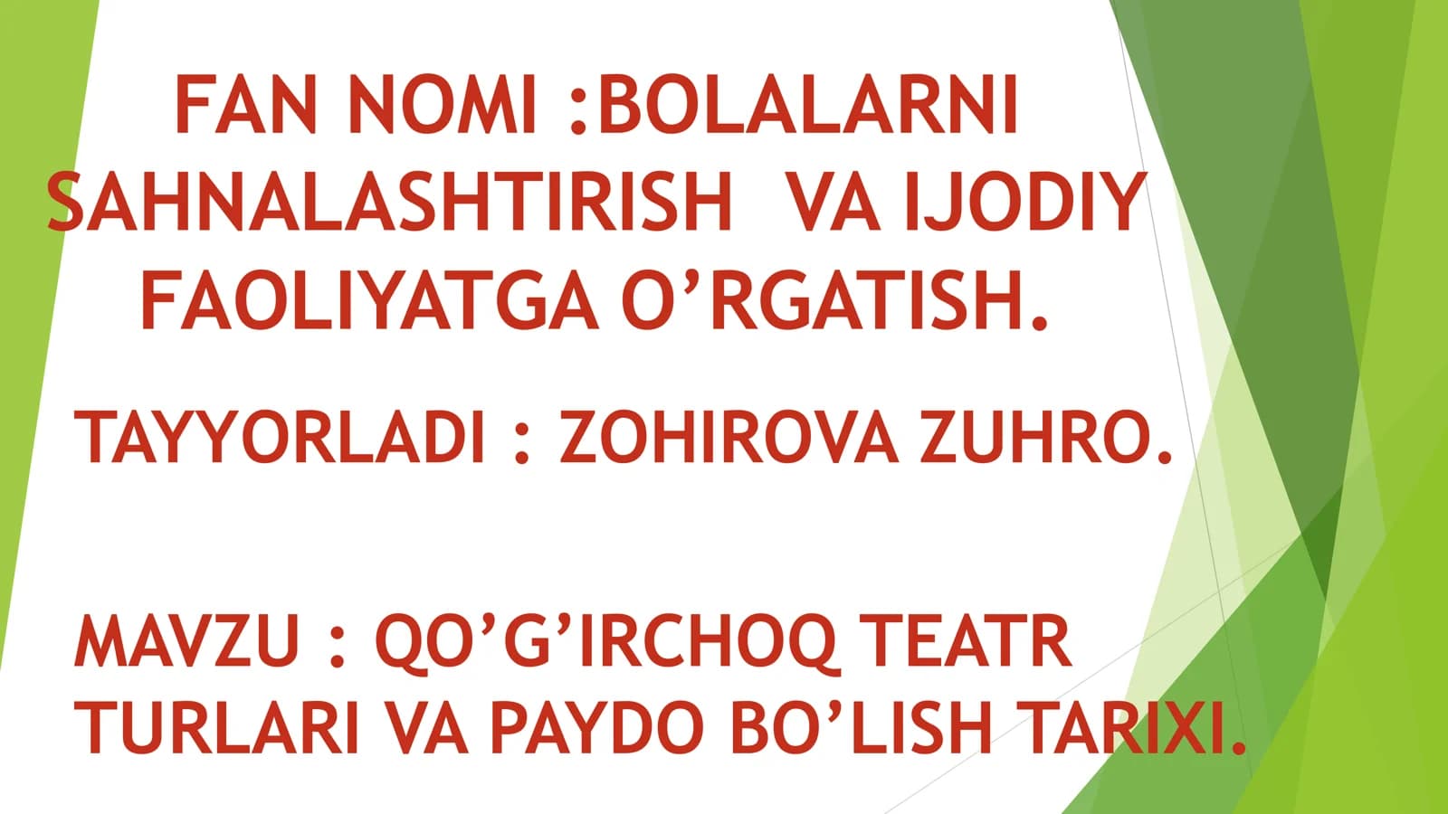 QO’G’IRCHOQ TEATR TURLARI VA PAYDO BO’LISH TARIXI