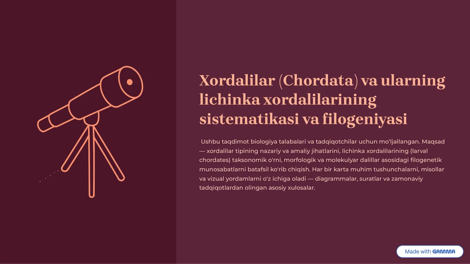Xordalilar (Chordata) va ularning