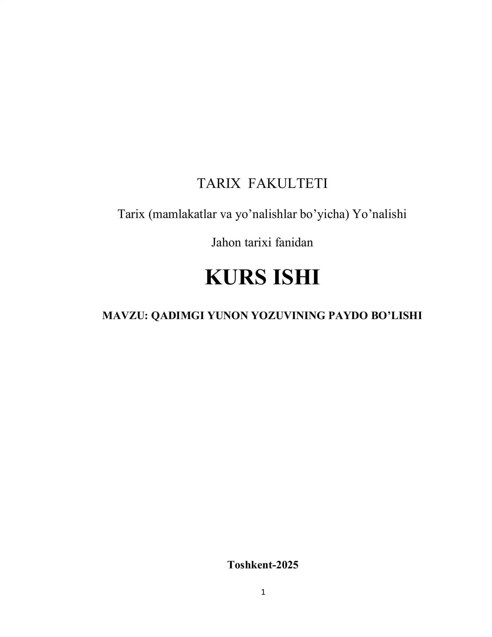 QADIMGI YUNON YOZUVINING PAYDO BO’LISHI