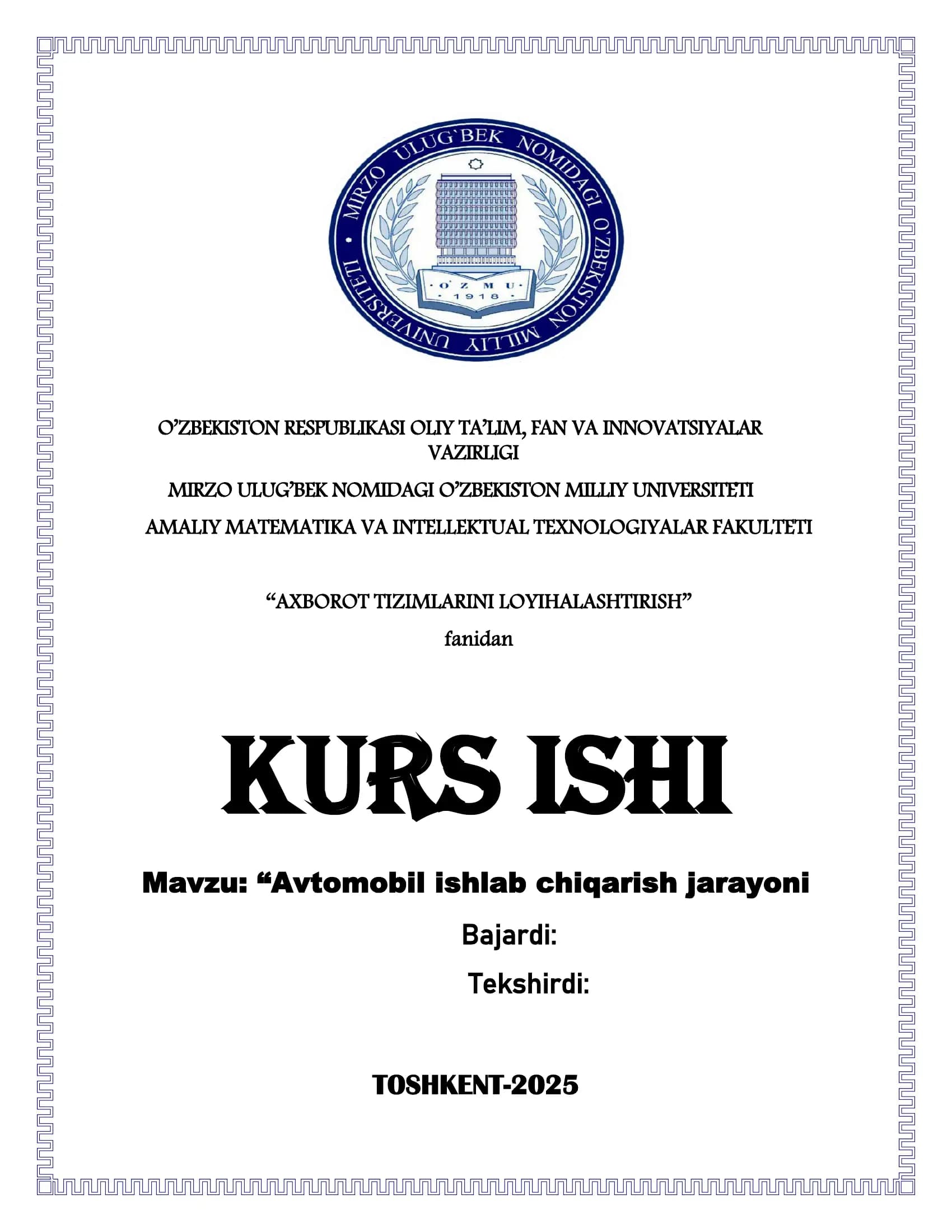 Avtomobil ishlab chiqarish jarayoni