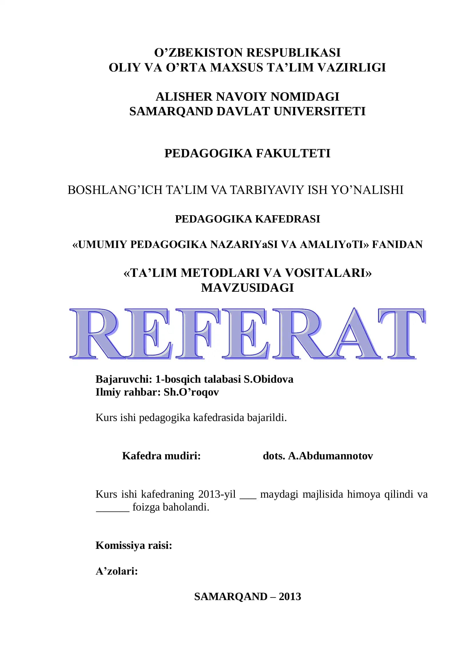 Ta'lim Metodlari va Vositalari