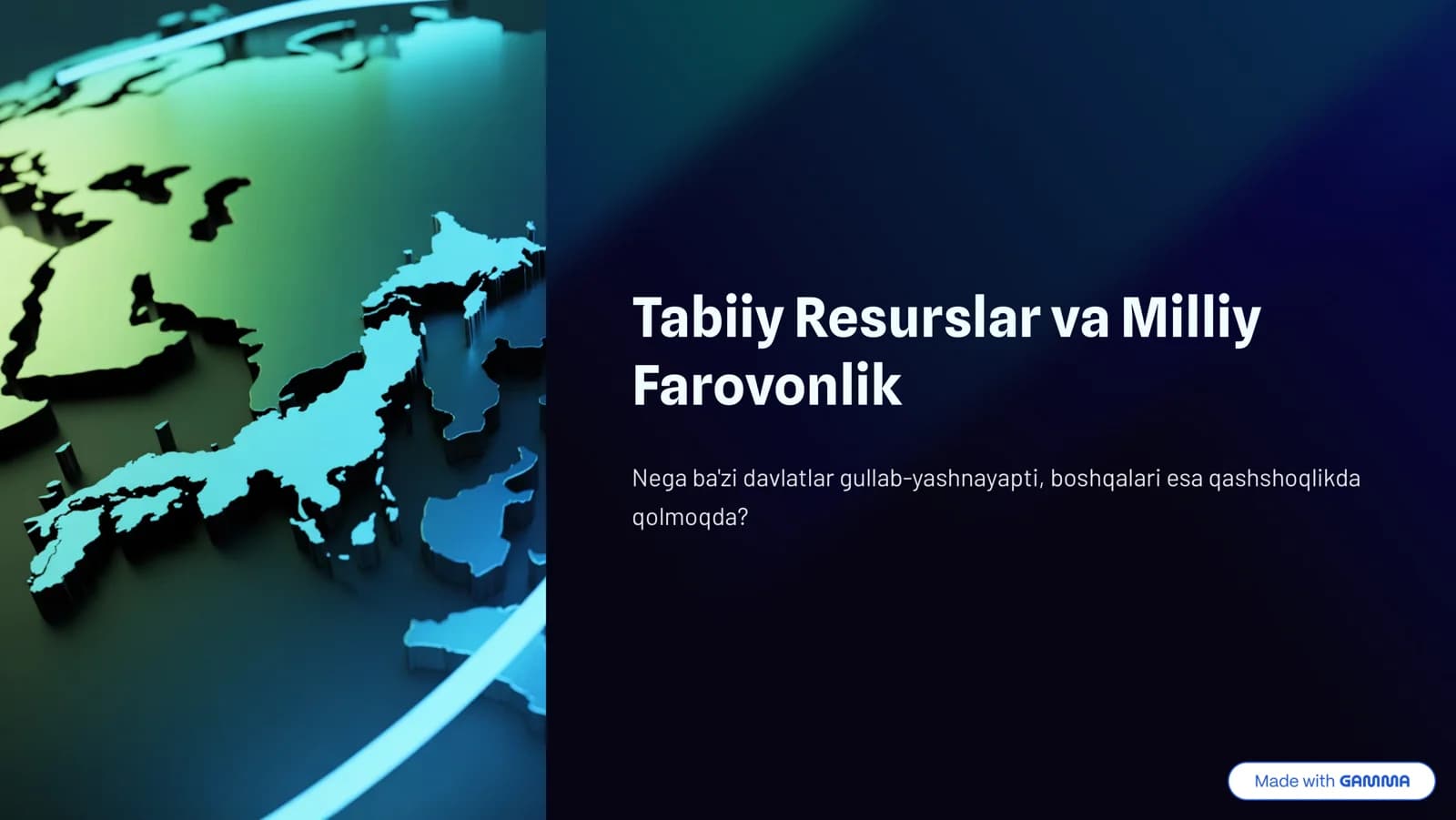 Tabiiy Resurslar va Milliy Farovonlik