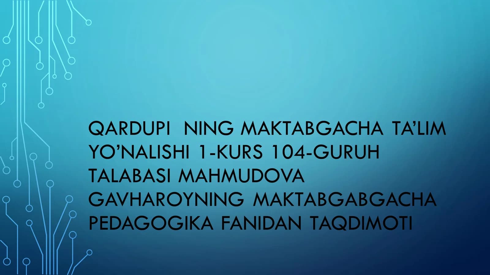 PEDAGOGIKA FANIDAN TAQDIMOTI