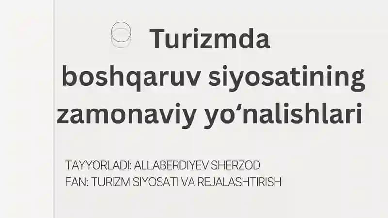 Turizm Siyosati va Rejalashtirish
