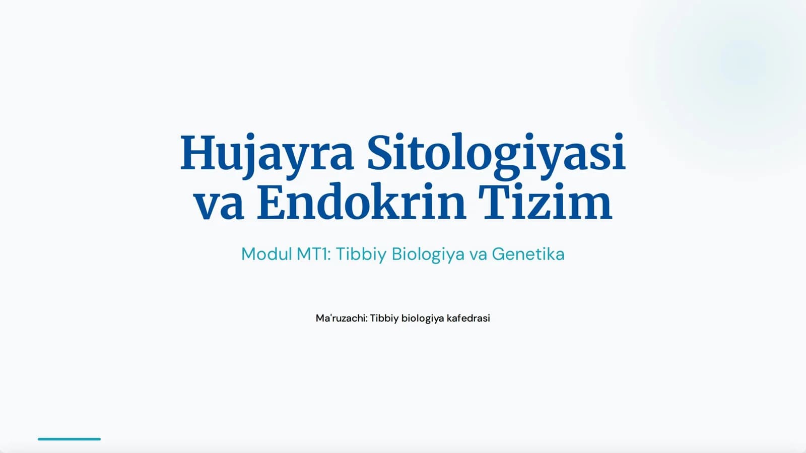 Hujayra sitologiyasi va Endokrin tizim.
