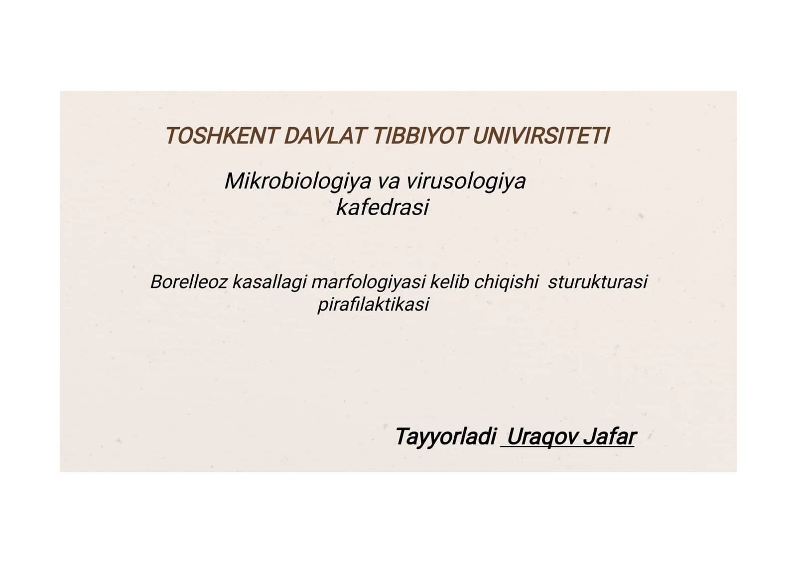 Borellioz Kasalligi
