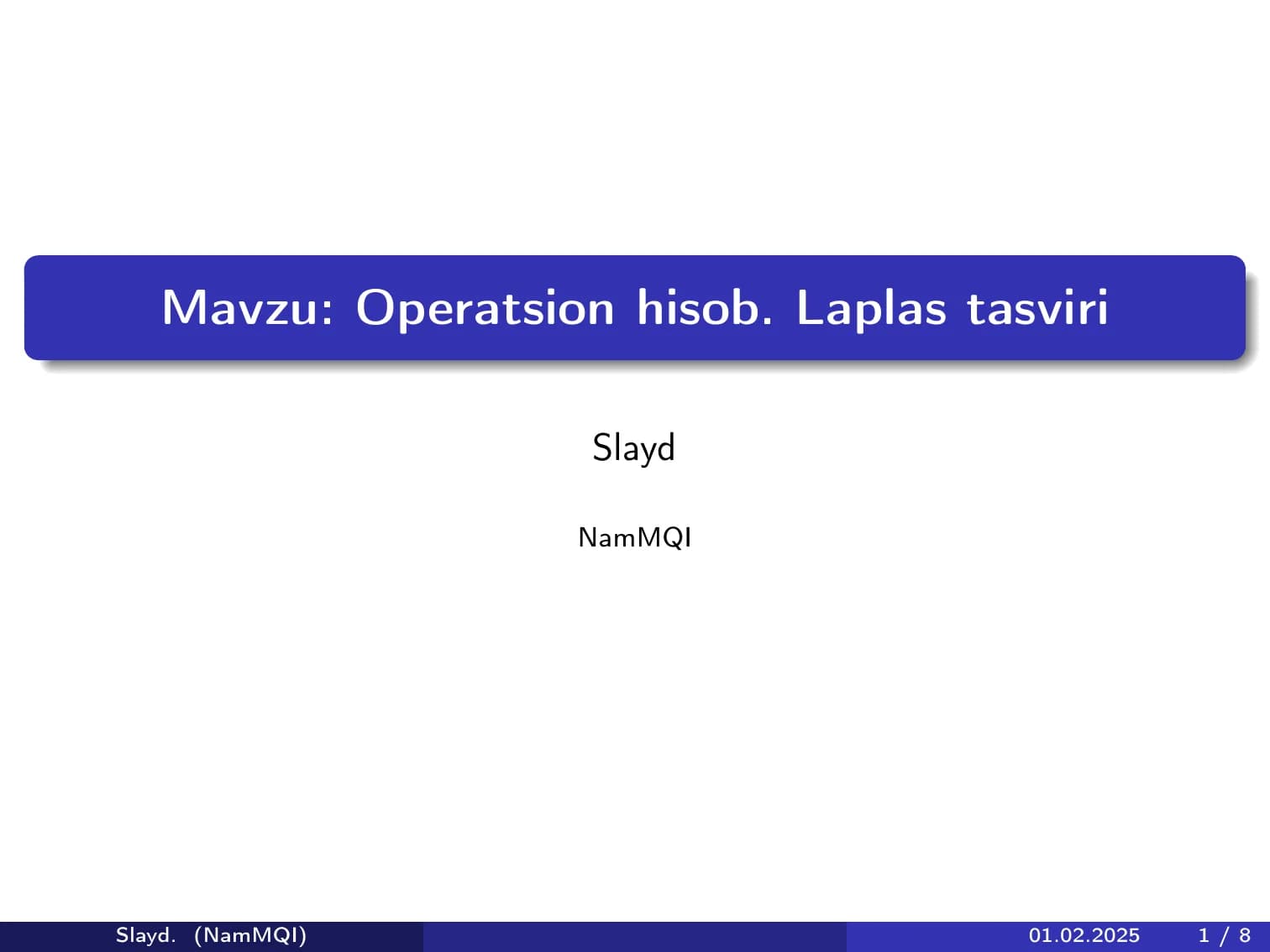 Operatsion hisob. Laplas tasviri