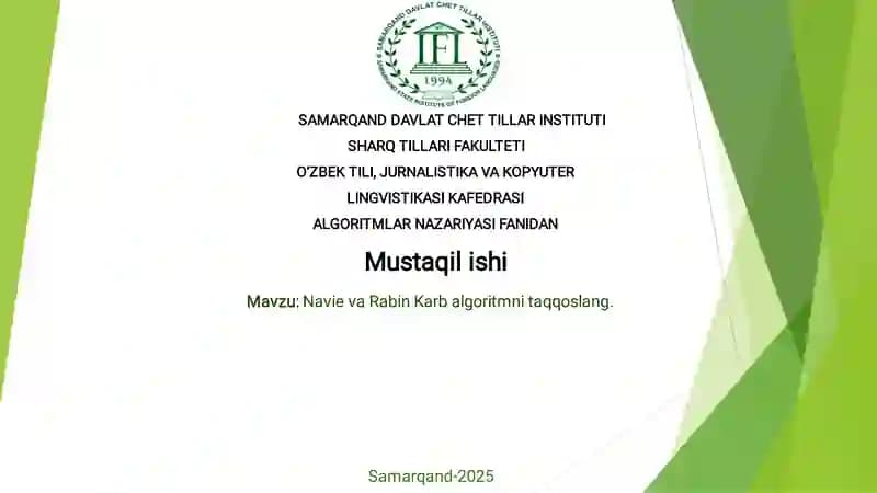 Algoritmalar nazariyasi fanidan