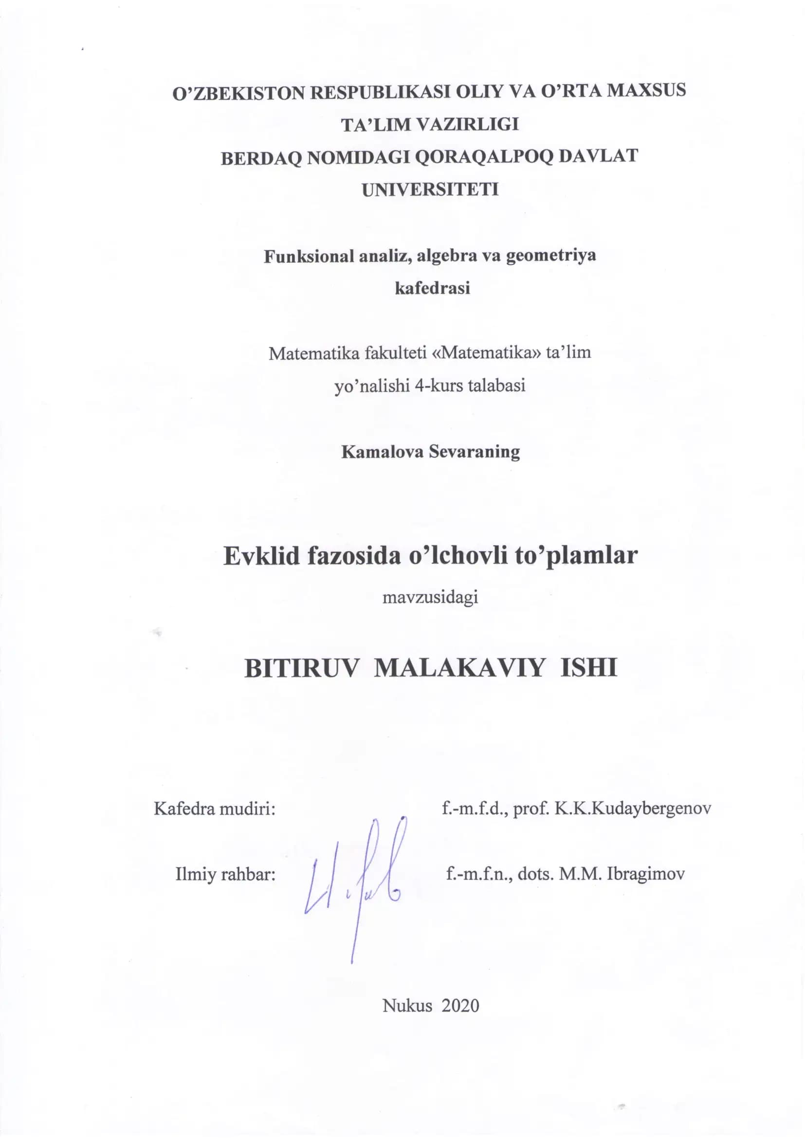 Evklid fazosida o'lchovli to'plamlar