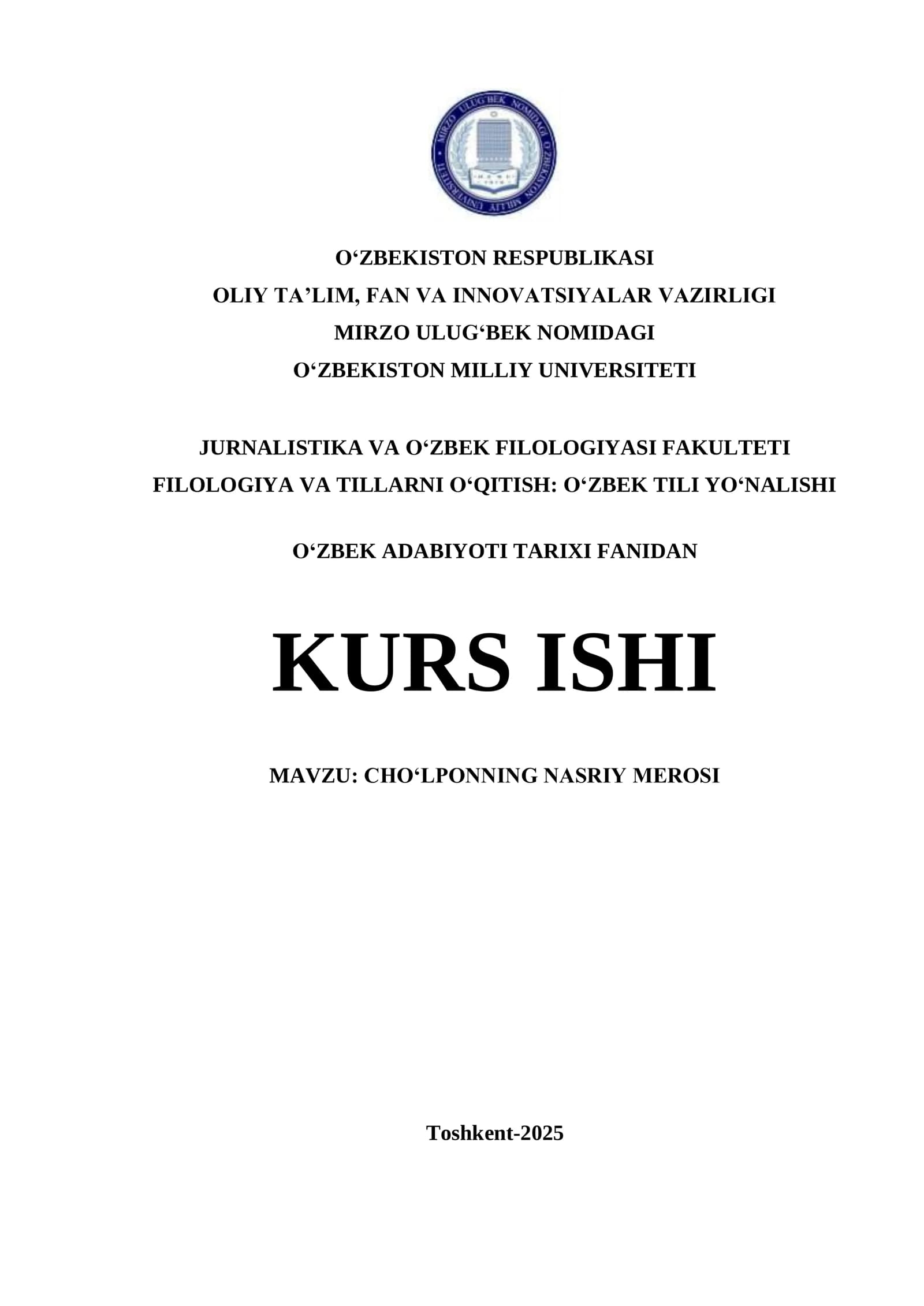 CHO‘LPONNING NASRIY MEROSI