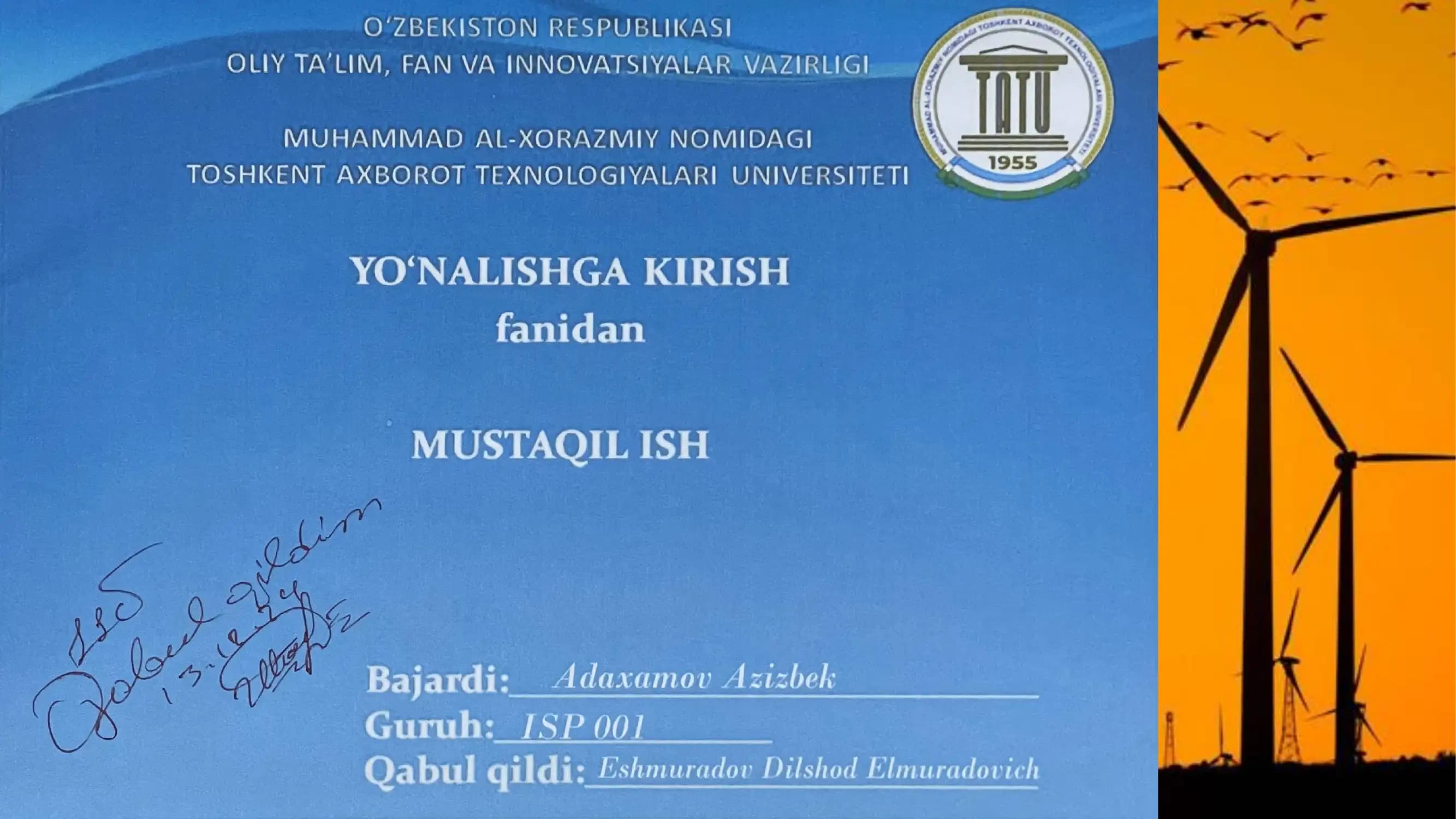 Mustaqil ish SH E S shamol elektr stansiyalar
