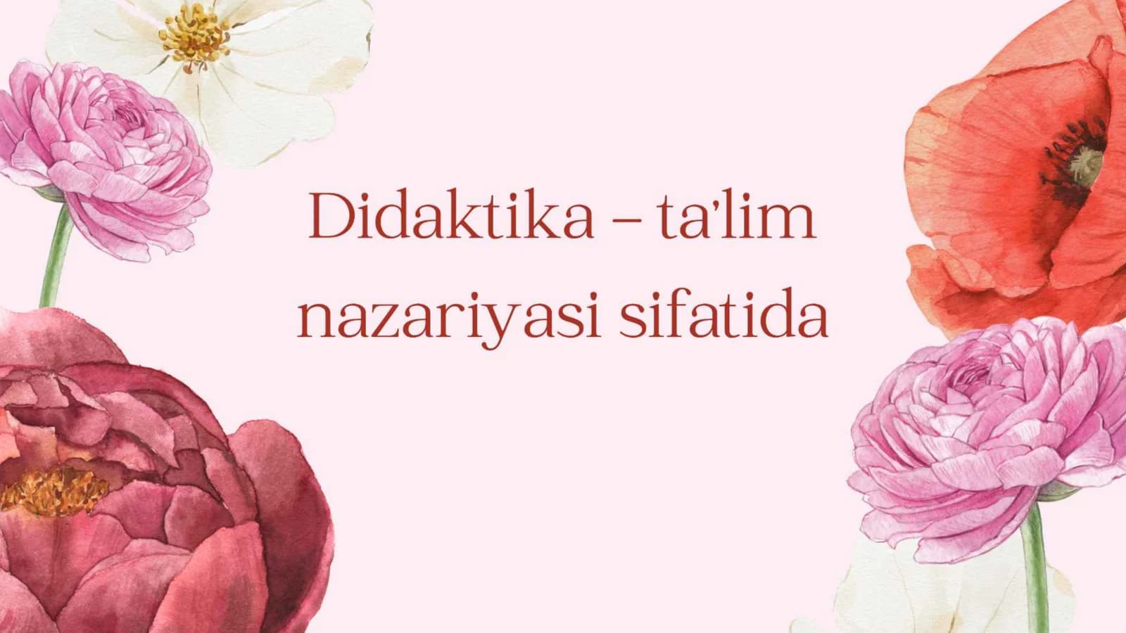 Didaktika ta'lim nazariyasi sifatida