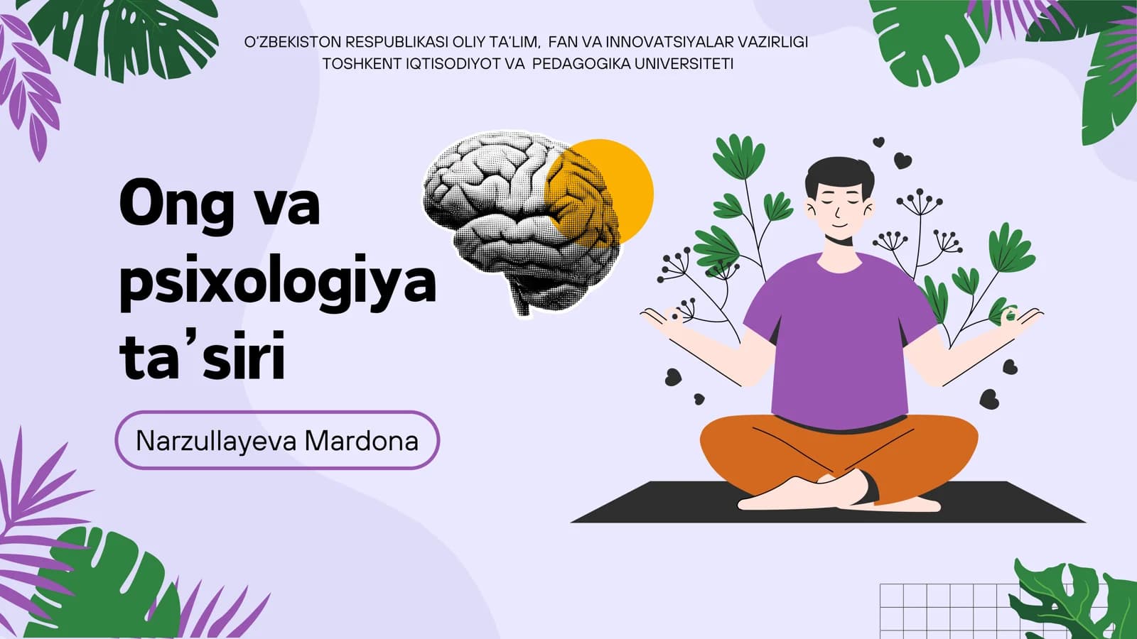 Ong tushunchasining psixologiyadagi mazmuni