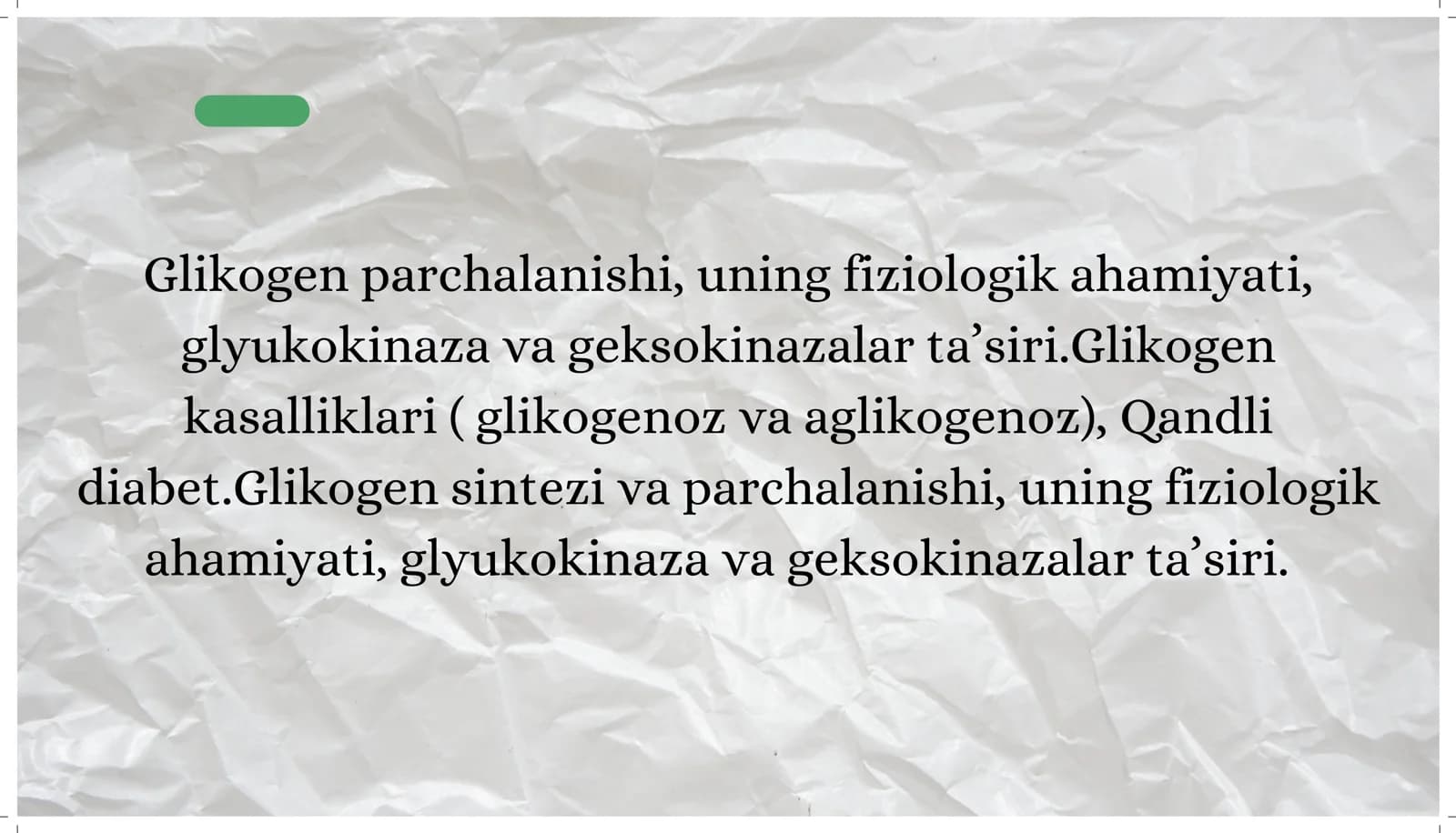 Glikogen sintezi (Glikogenez) va Parchalanishi (Glikogenoliz)