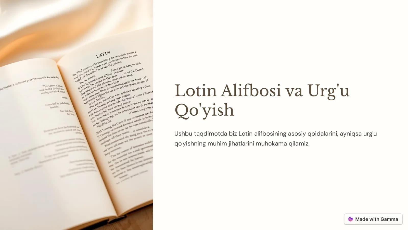 Lotin Alifbosi va Urg'u