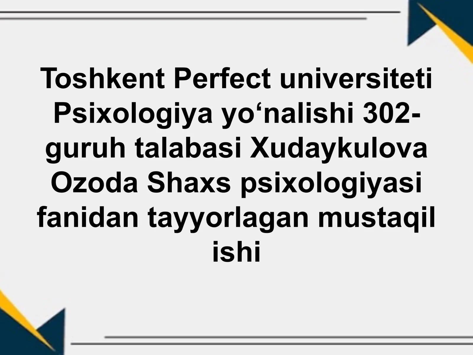 Stress va Shaxs psixologiyasi