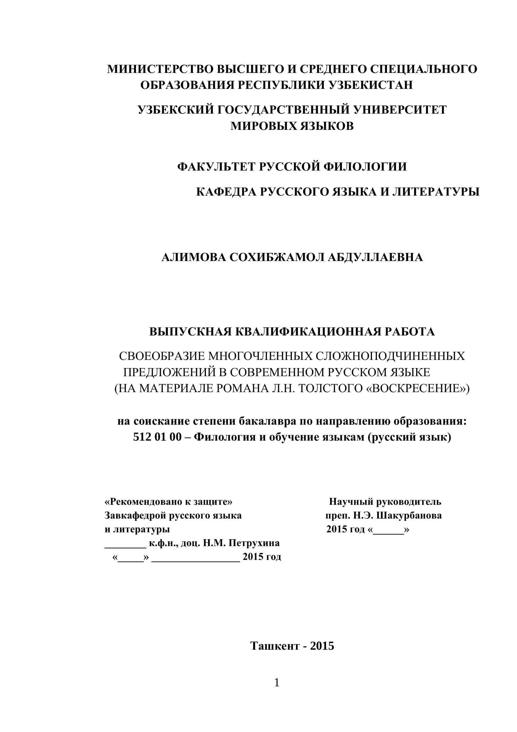 ВЫПУСКНАЯ КВАЛИФИКАЦИОННАЯ РАБОТА