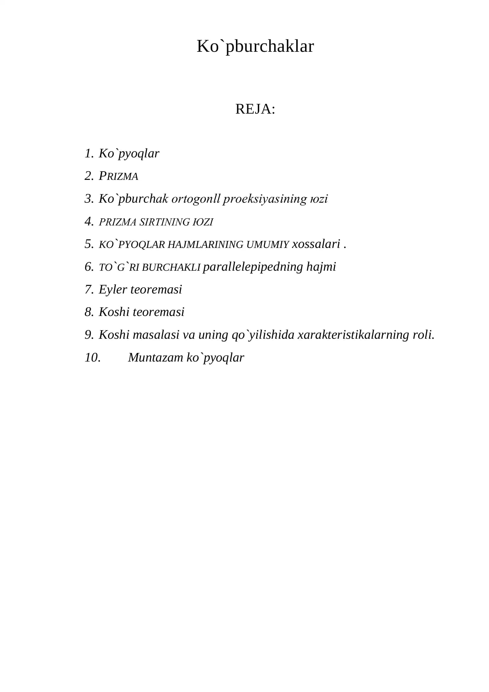 Ko`pburchaklar