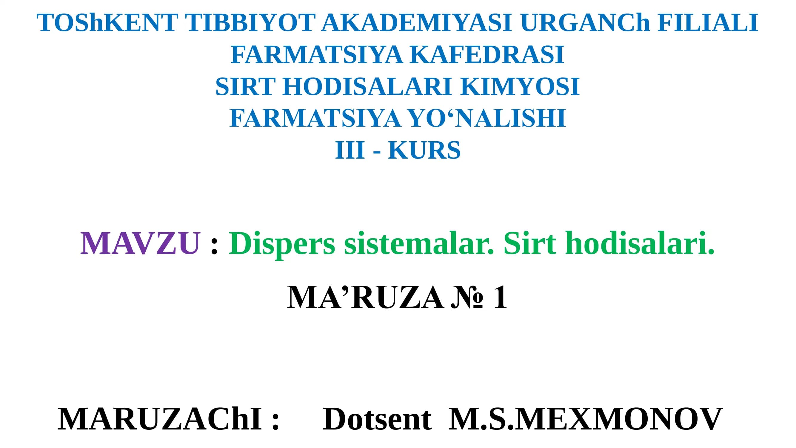 sirt hodisalar kimyosiga kirish