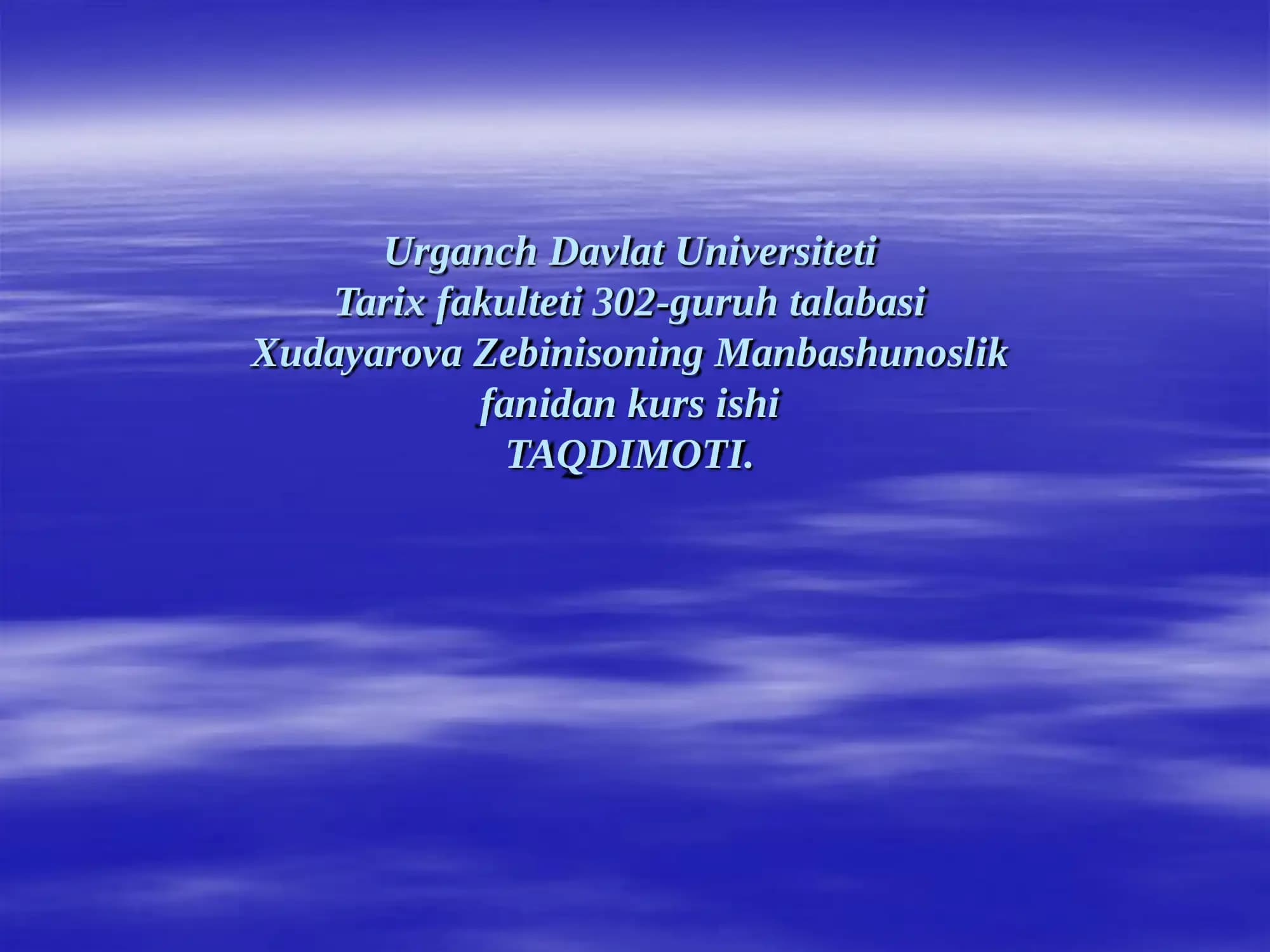 Manbashunoslik fanidan kurs ishi