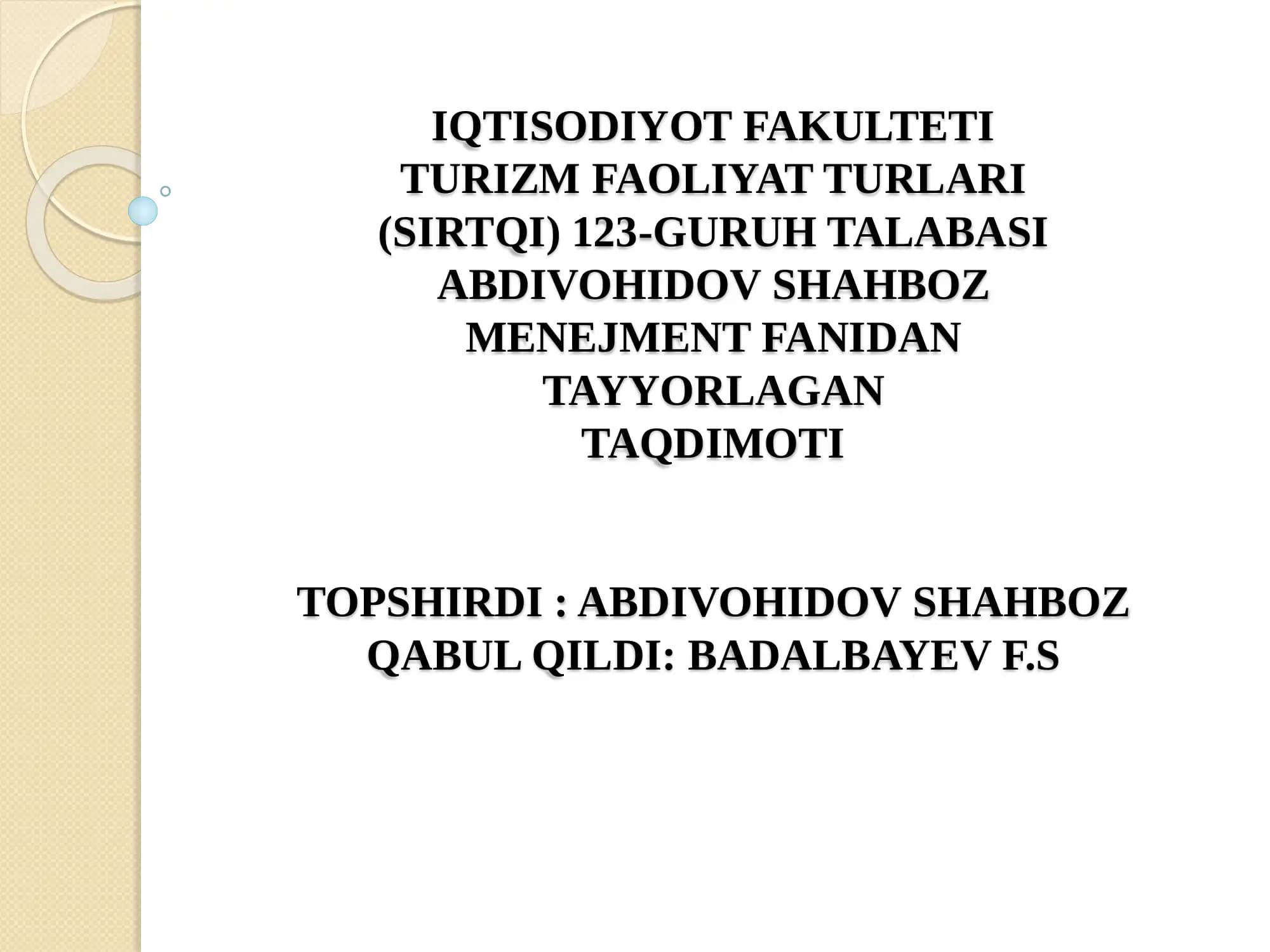 Menejment Fanidan Taqdimot